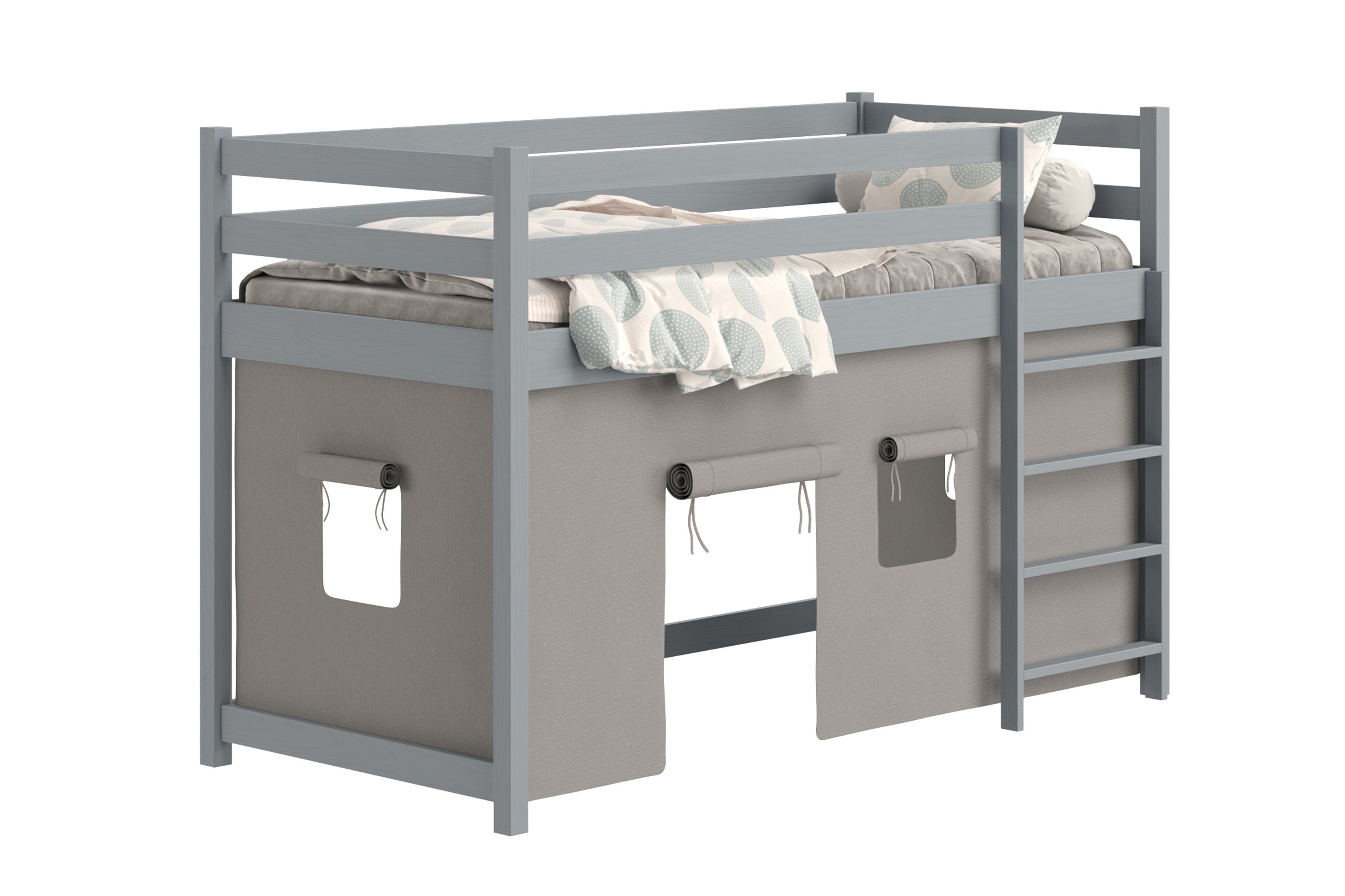 Dětská vyvýšená postel Kubi 90x200 - šedý Postel dzieciece vyvýšená postel Kubi - 90x200 / šedá