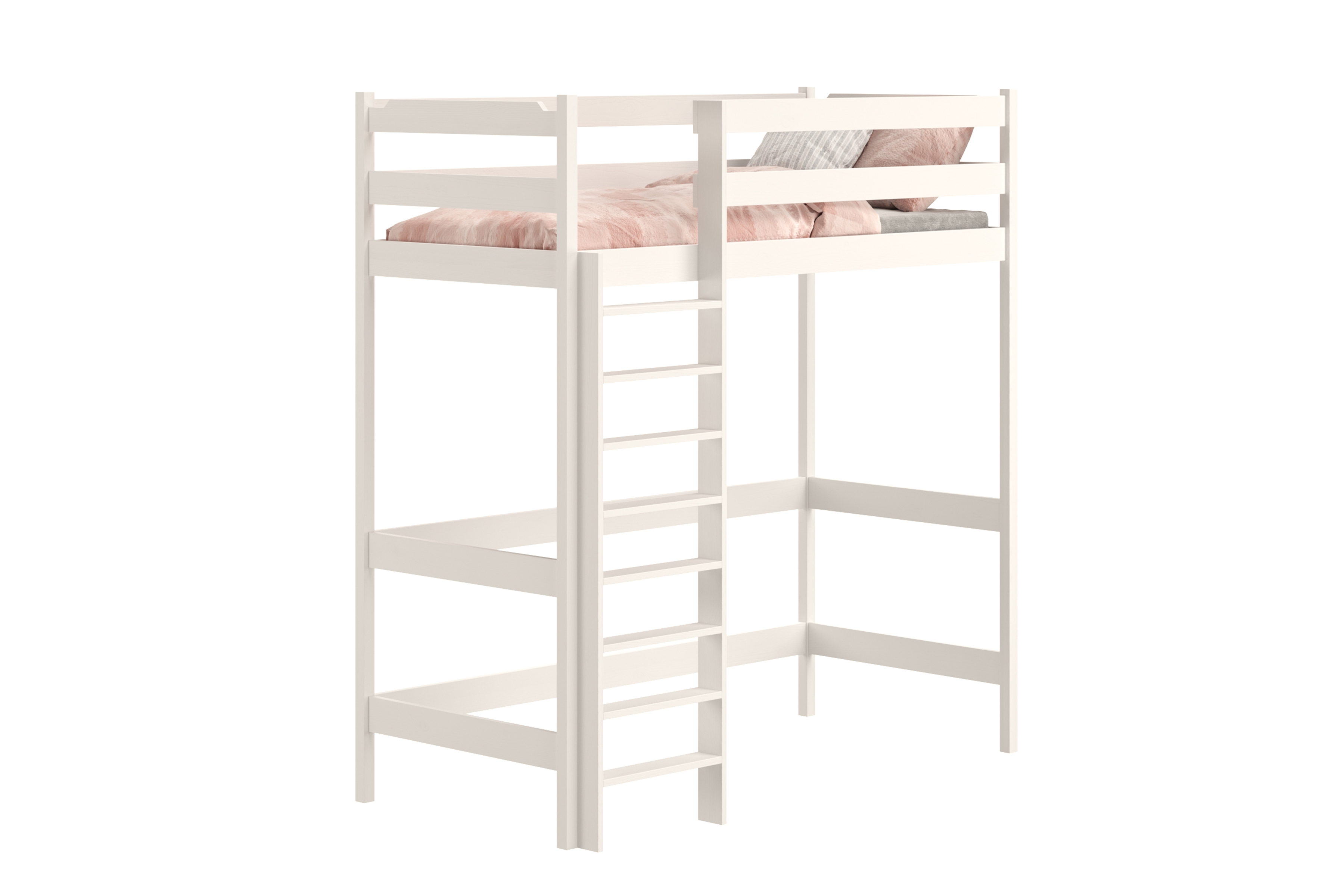 Vyvýšená detská posteľ Samio - 70x140 cm - biela Posteľ dzieciece vyvýšená Samio z drabinka - 70x140 / Biely