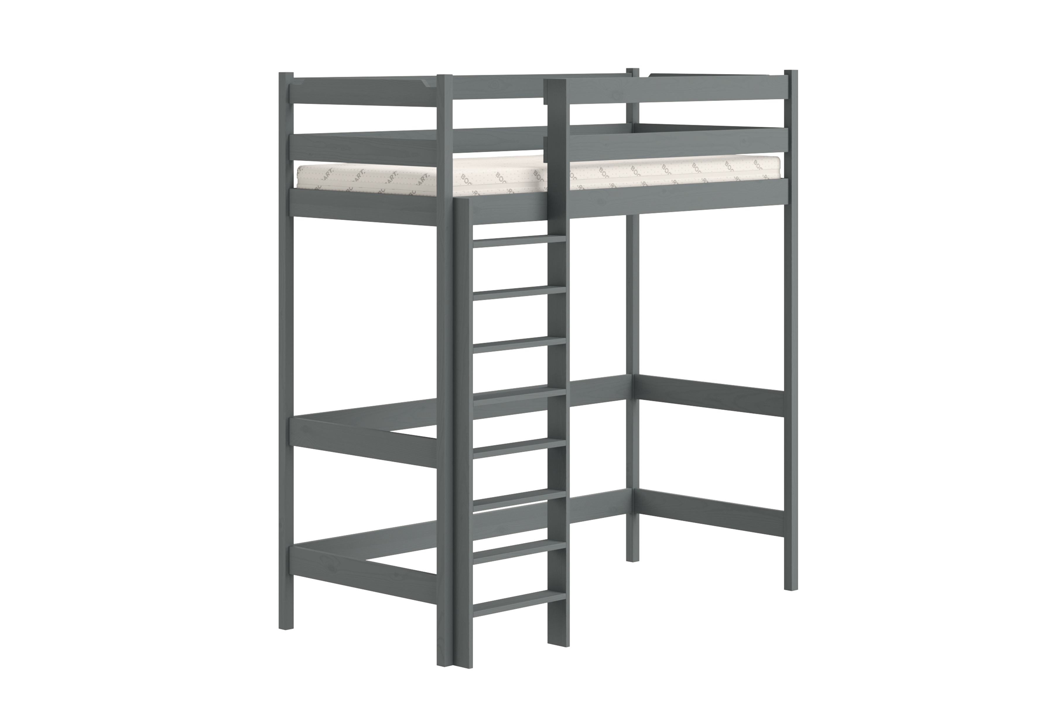 Vyvýšená detská posteľ Samio - 80x160 cm - grafitová Posteľ dzieciece vyvýšená Samio z drabinka - 80x160 / grafit