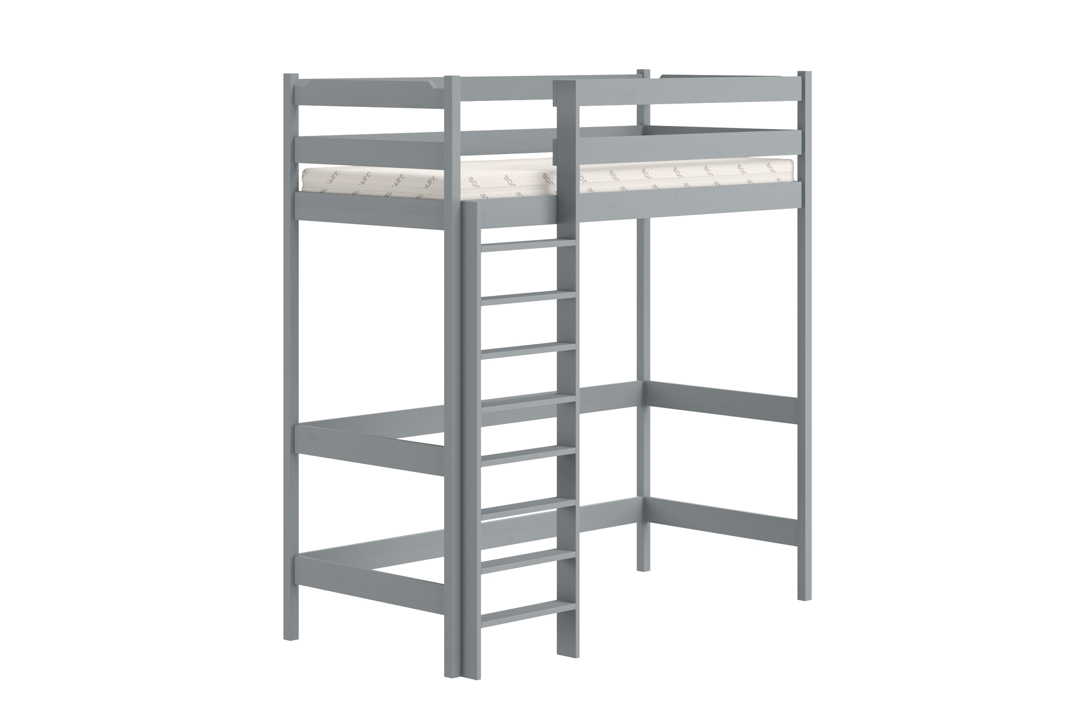 Vyvýšená detská posteľ Samio - 80x190 cm - šedá Posteľ dzieciece vyvýšená Samio z drabinka - 80x190 / šedý