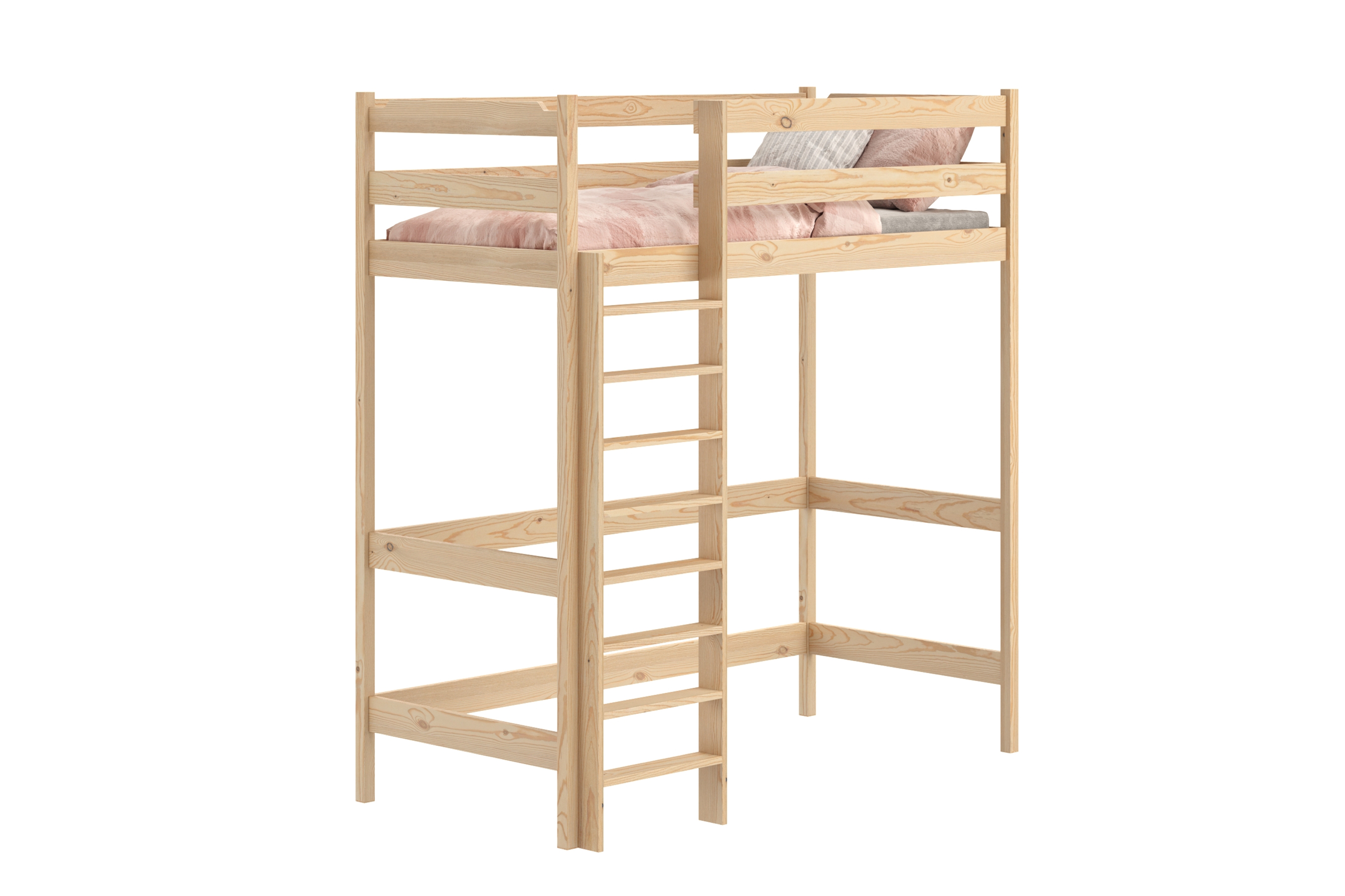 Vyvýšená detská posteľ Samio - 90x190 cm - borovica Posteľ dzieciece vyvýšená Samio z drabinka - 90x190 / Borovica