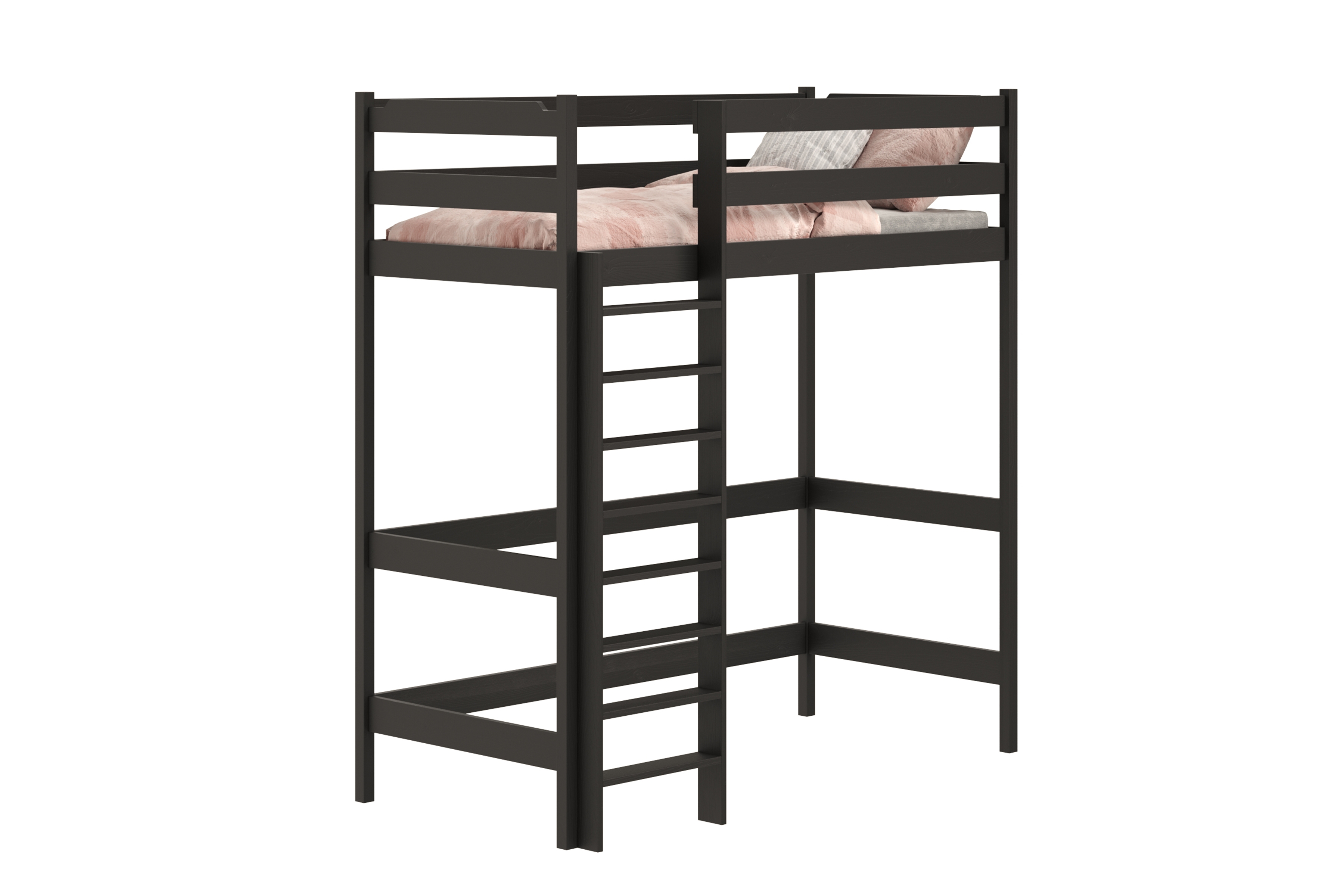 Vyvýšená detská posteľ Samio - 90x200 cm - čierna Posteľ dzieciece vyvýšená Samio z drabinka - 90x200 / Čierny