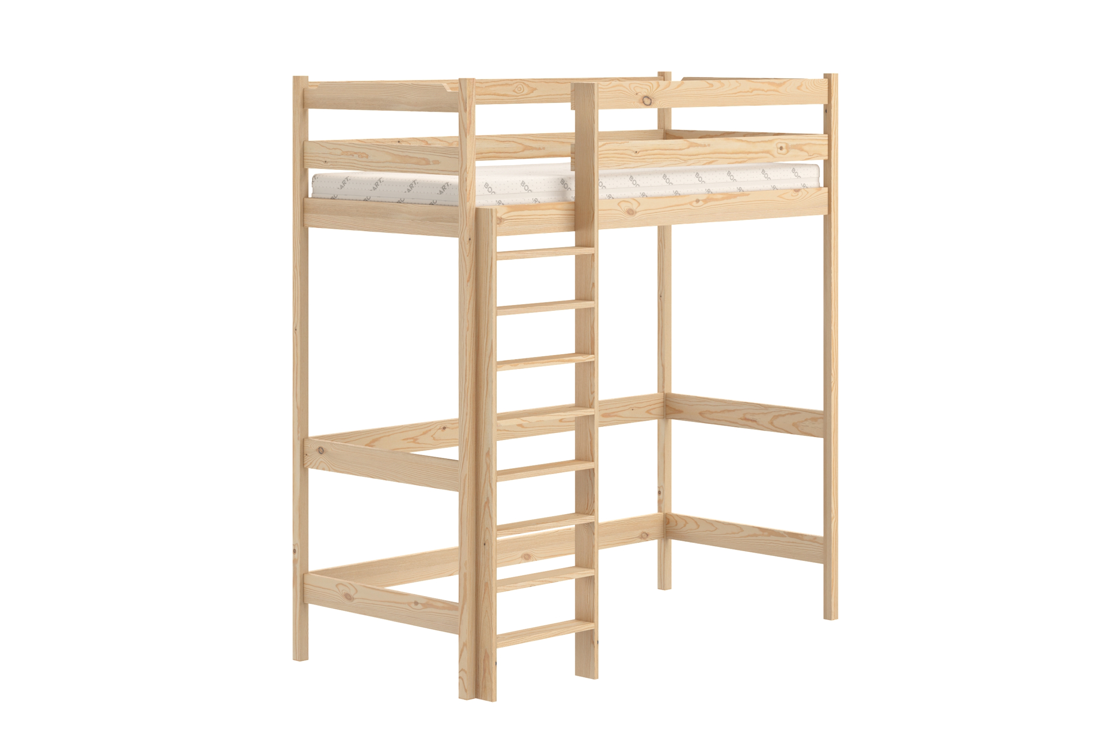 Vyvýšená detská posteľ Samio - 90x200 cm - borovica Posteľ dzieciece vyvýšená Samio z drabinka - 90x200 / Borovica