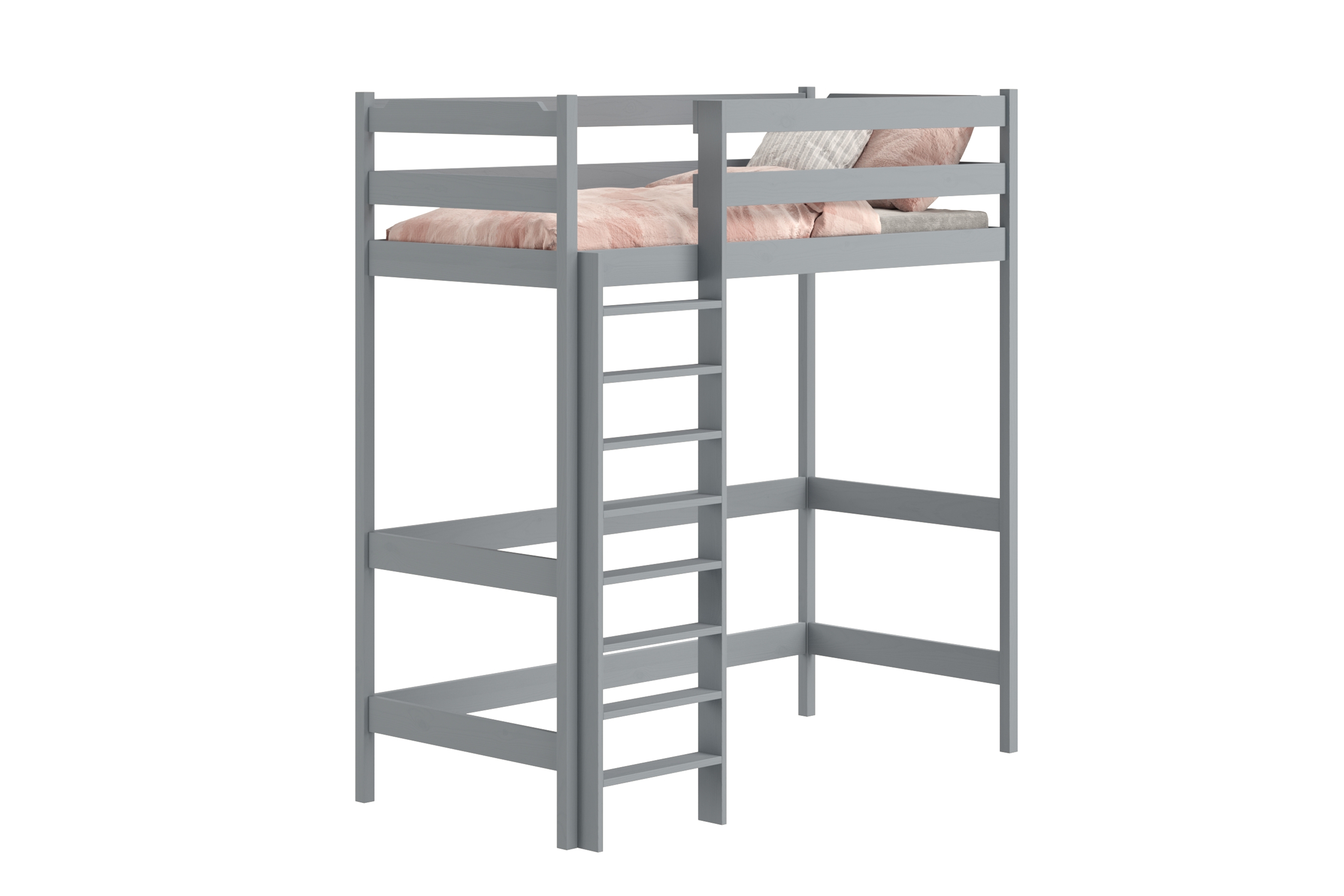 Dětská vyvýšená postel Samio 90x200 cm - šedá Postel dzieciece vyvýšená postel Samio z drabinka - 90x200 / šedá