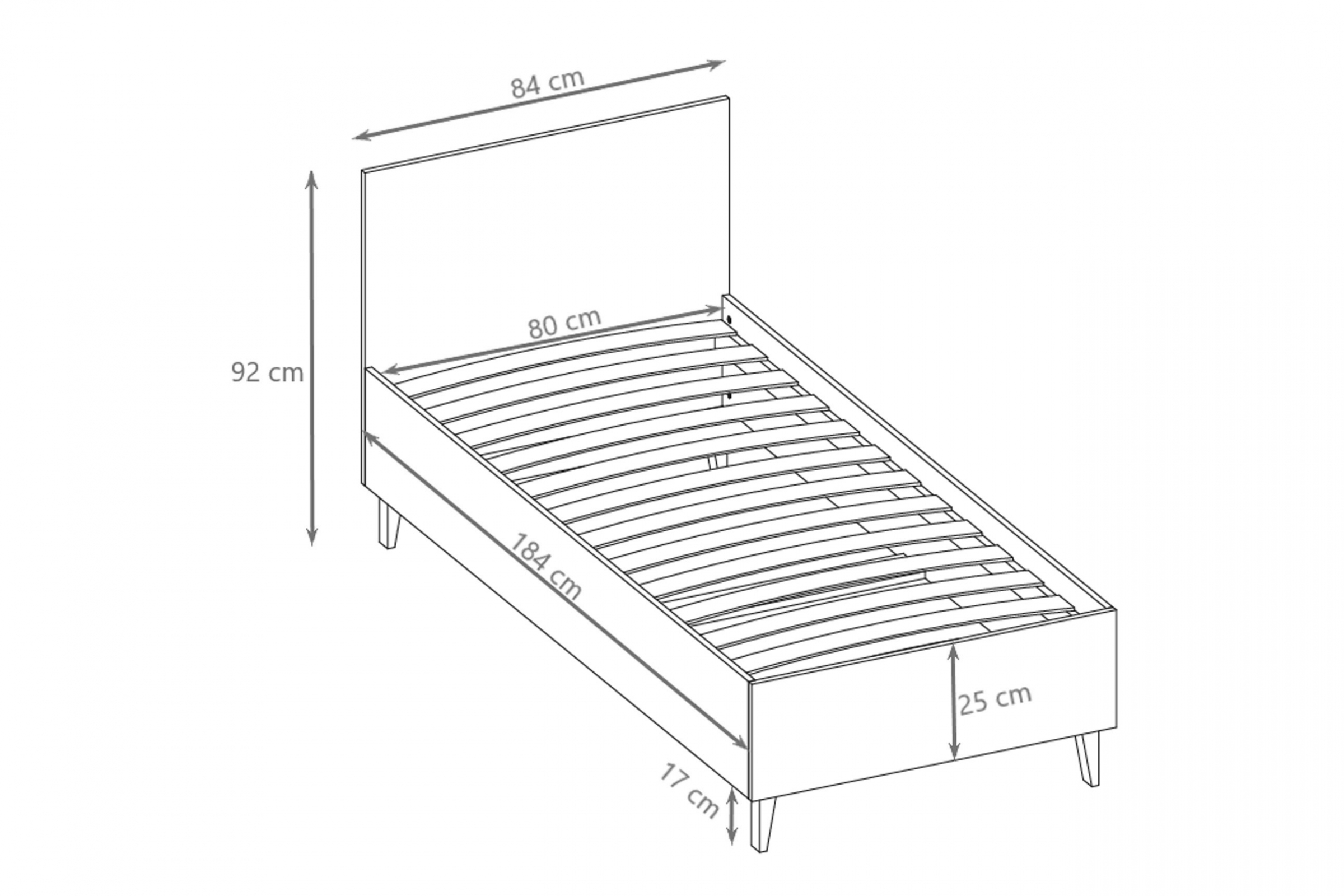 Dětská postel Balio 80x180 cm – šedá Postel dzieciece Balio 80x180 cm - šedá