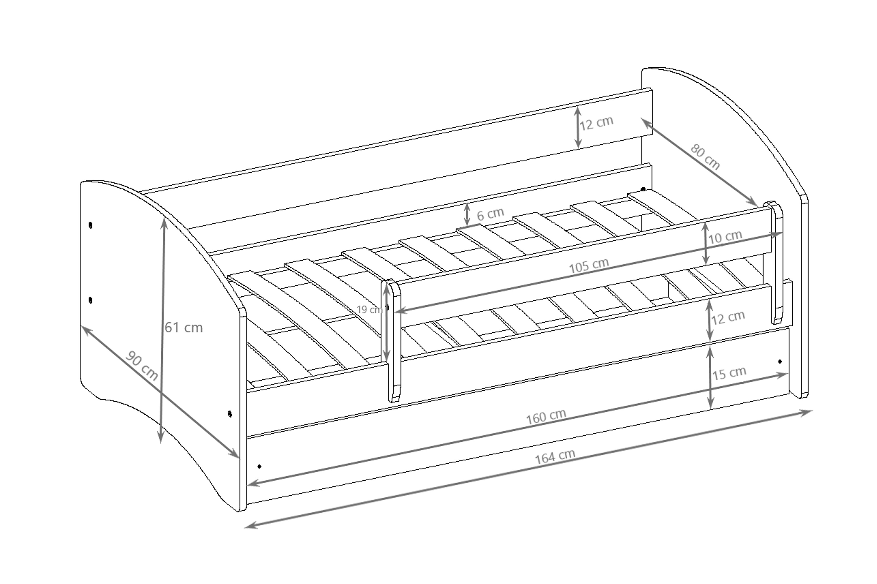 Detská posteľ Bonzo 80x160 cm so zásuvkou - biela Posteľ dzieciece Bonzo 80x160 cm z szuflada - Biely