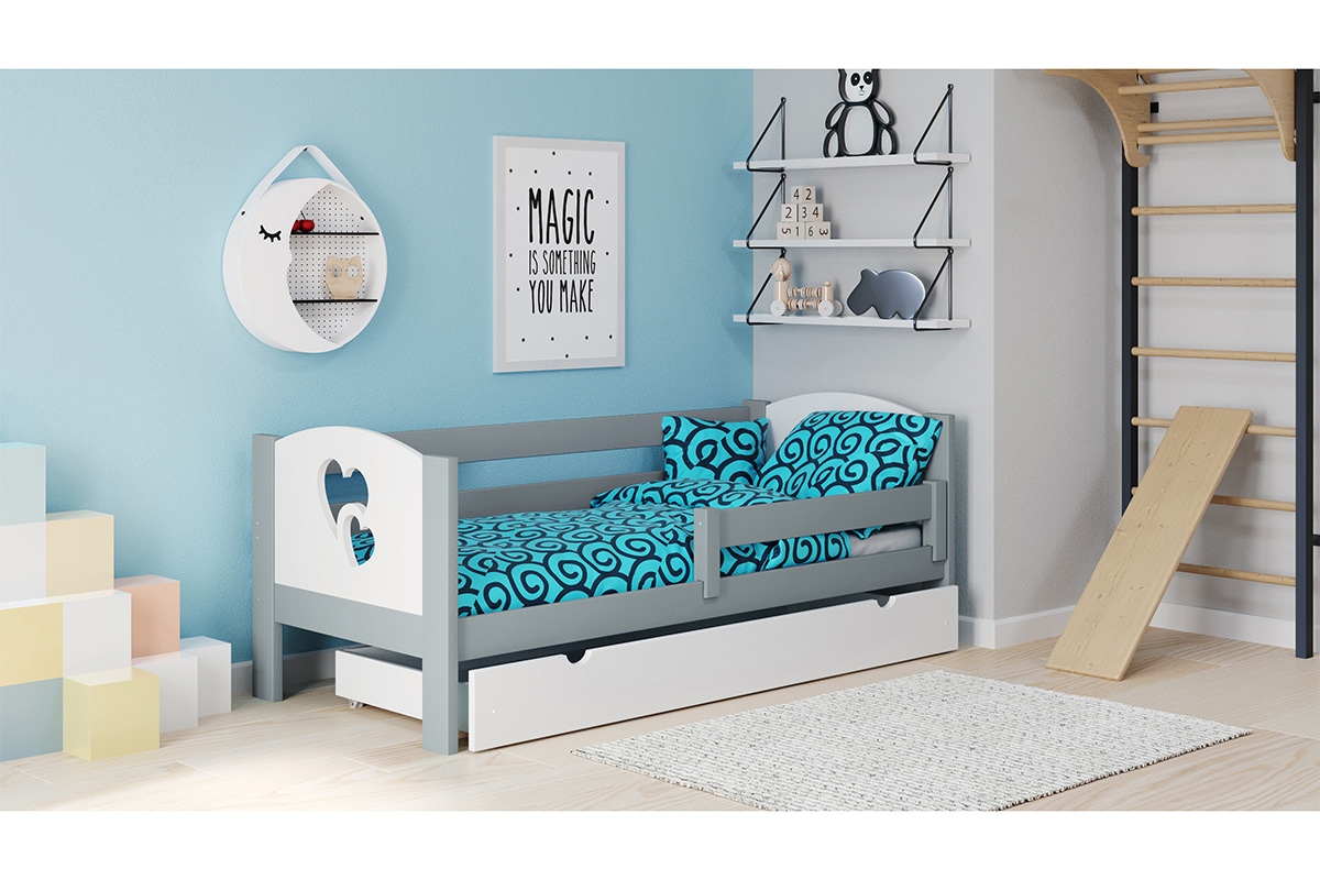 Detská posteľ Denis III srdcia szare Posteľ