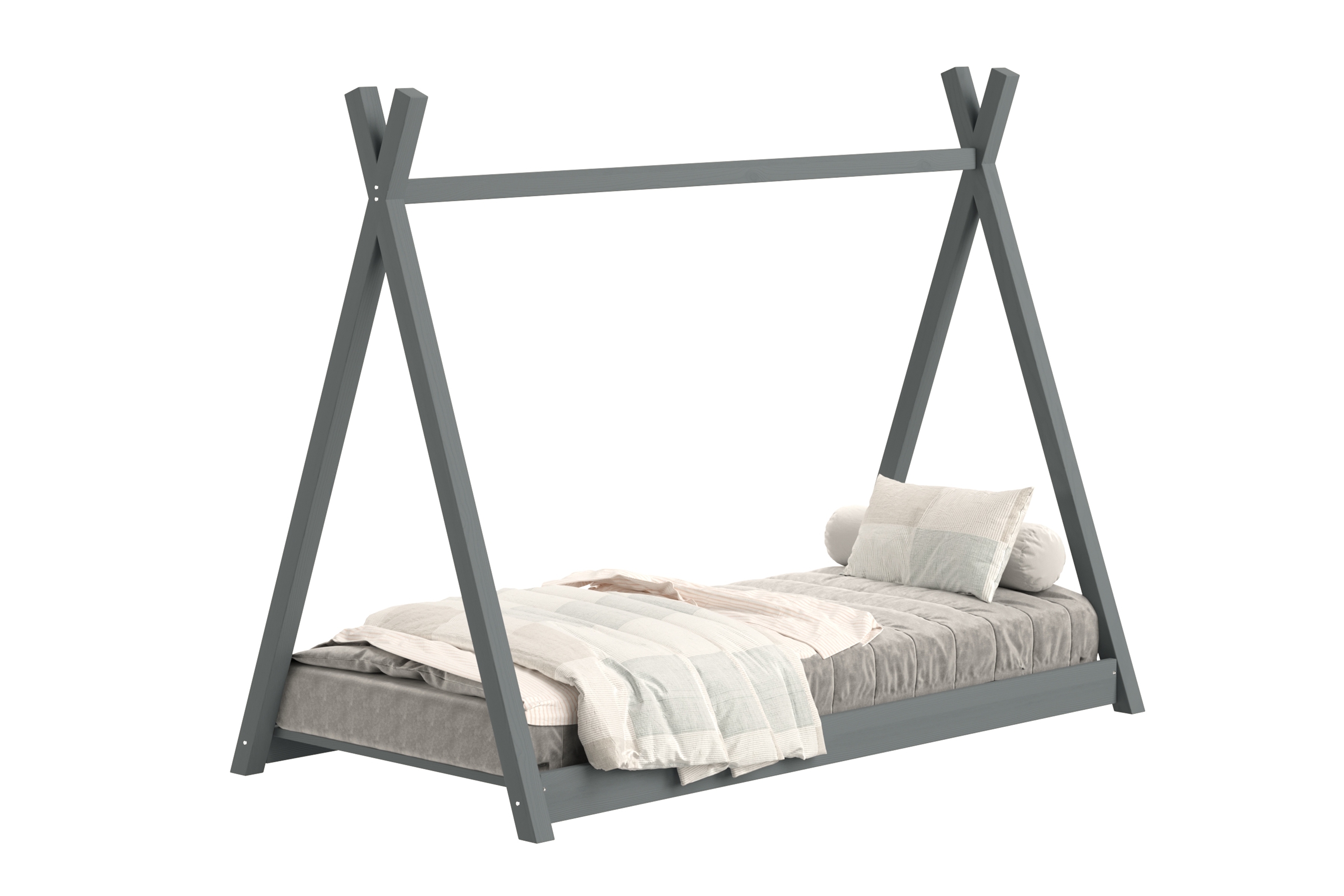 Dětská postel domeček Tipi 90x190 cm - grafit Postel dzieciece dřevěná domeček Tipi - 90x190 / grafit