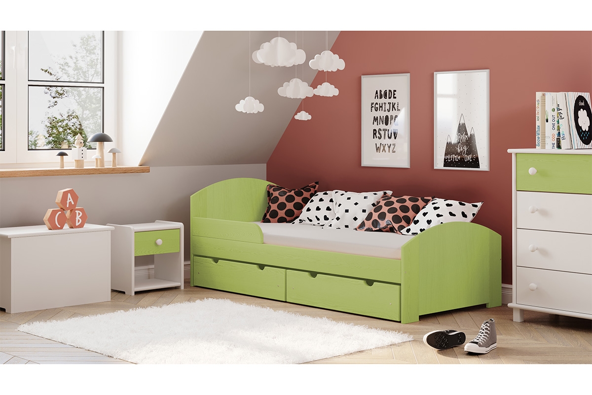 Drevená detská posteľ Fibi Detská posteľ z wezglowiem