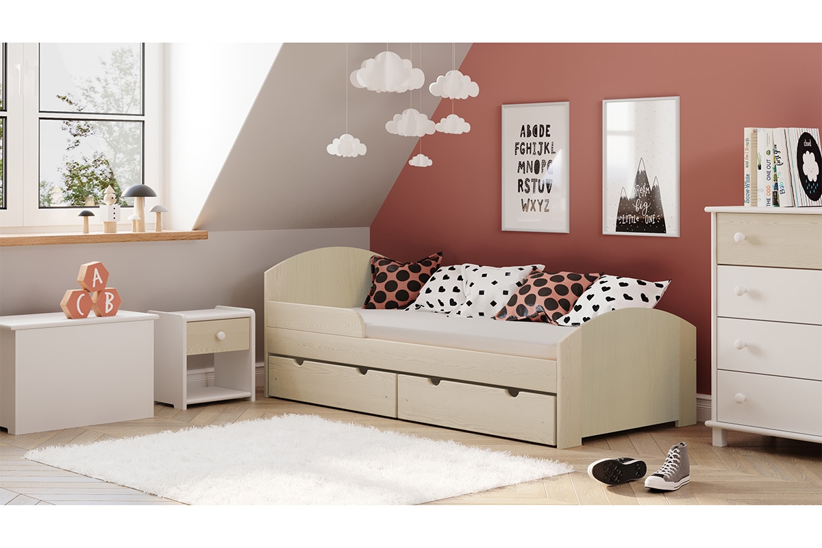 Drevená detská posteľ Fibi vanilkový Detská posteľ