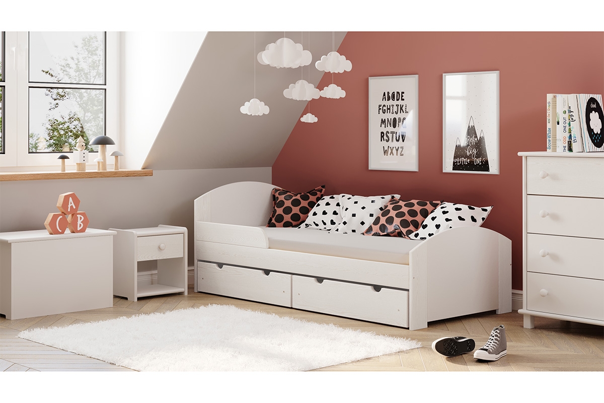 Drevená detská posteľ Fibi biely Detská posteľ