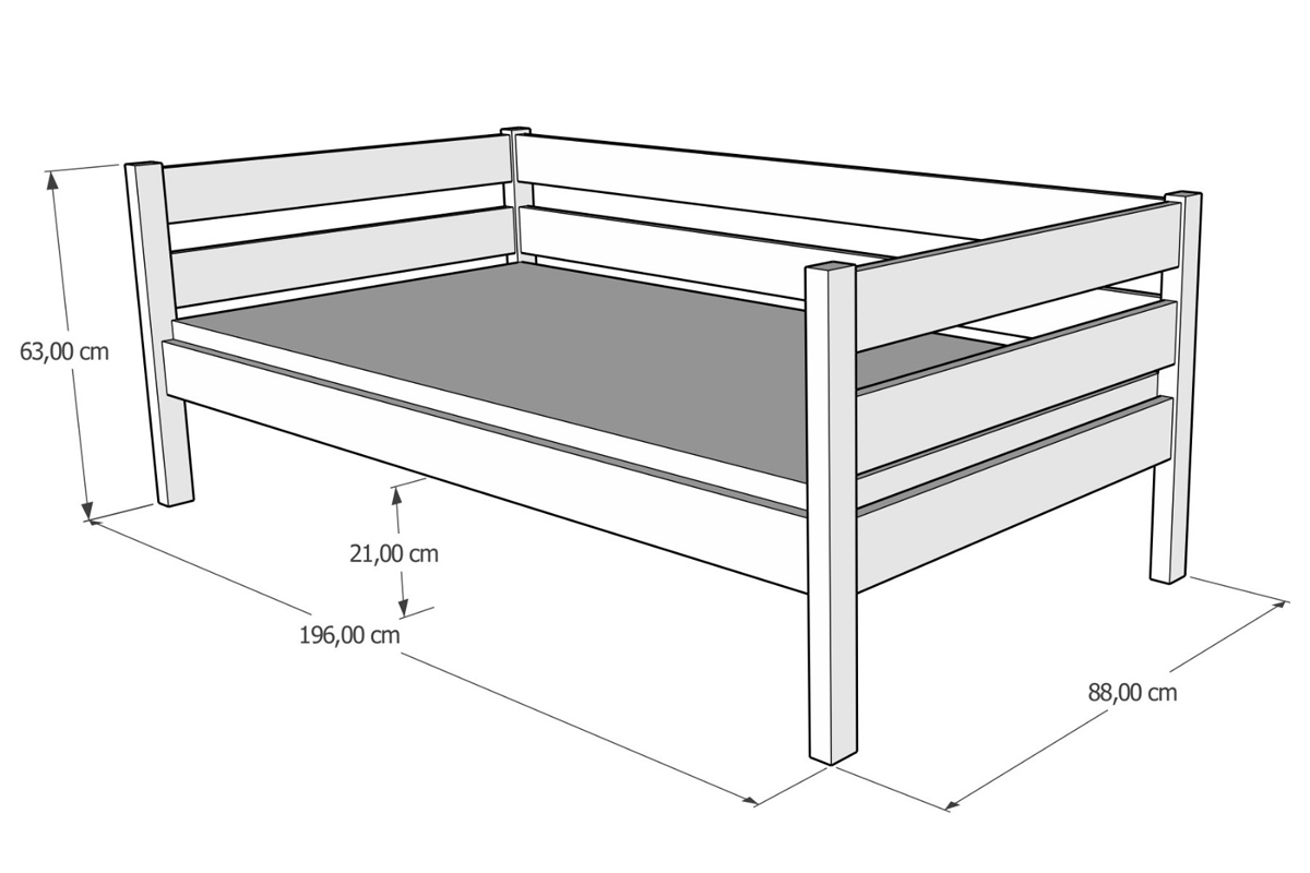 Dřevěná dětská výsuvná postel Ola II Dětská výsuvná postel Ola II - Rozměry