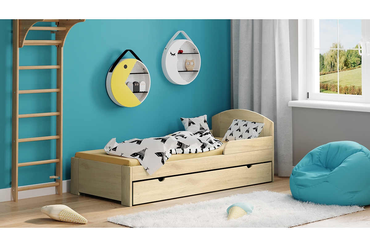 Posteľ Fibi II s výsuvným extra lôžkom sosnowe Posteľ z wezglowiem