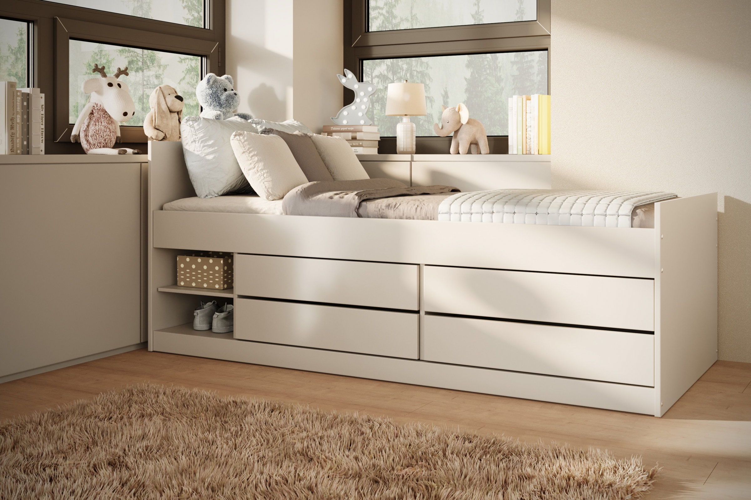 Dětská postel Gerio 90x200 cm se zásuvkami - bílá Postel dzieciece Gerio 85x200 cm se zásuvkami - bílá