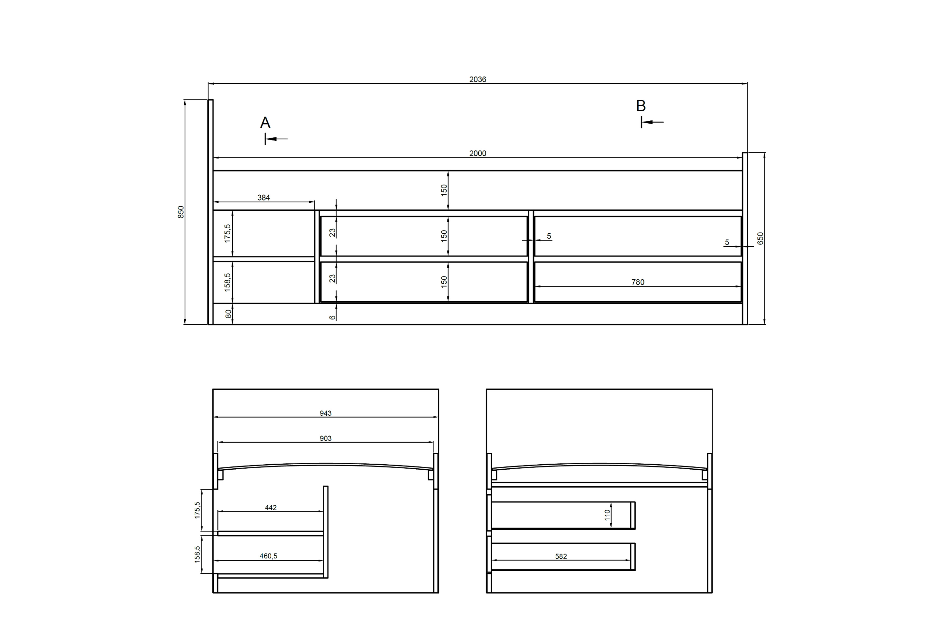 Dětská postel Gerio 90x200 cm se zásuvkami - bílá Postel dzieciece Gerio 85x200 cm se zásuvkami - bílá