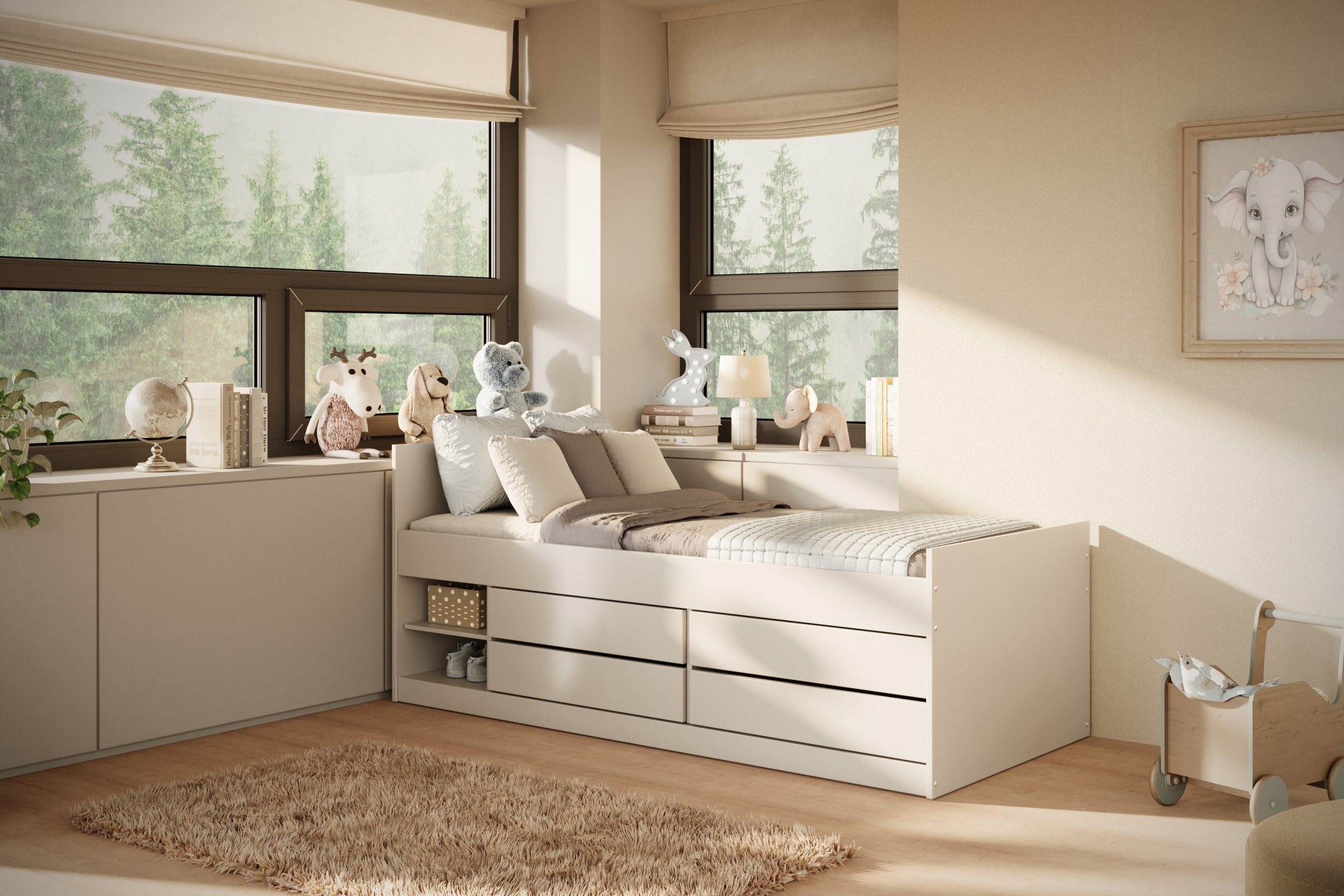 Dětská postel Gerio 90x200 cm se zásuvkami - bílá Postel dzieciece Gerio 85x200 cm se zásuvkami - bílá