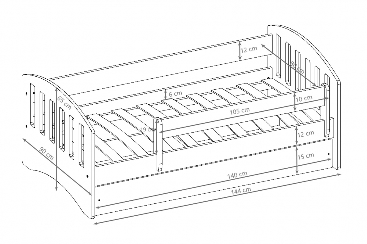 Dětská postel Guli 80x140 cm se zásuvkou - bílá Postel dzieciece Guli 80x140 cm z szuflada - bílá