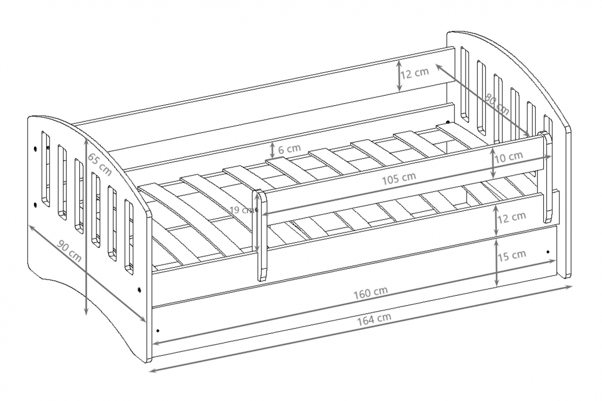 Dětská postel Guli 80x160 cm se zásuvkou - bílá Postel dzieciece Guli 80x160 cm z szuflada - bílá
