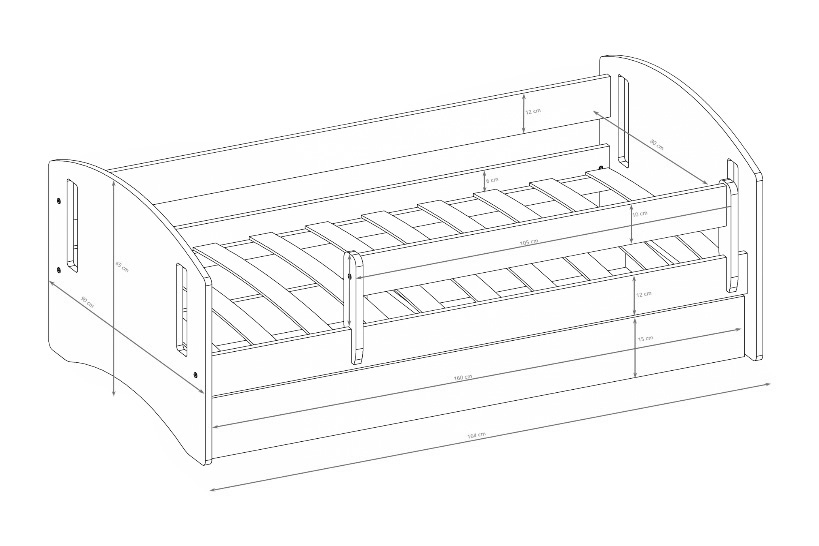 Dětská postel Guli II 80x160 cm se zásuvkou - bílá Postel dzieciece Guli II 80x160 cm z szuflada - bílá