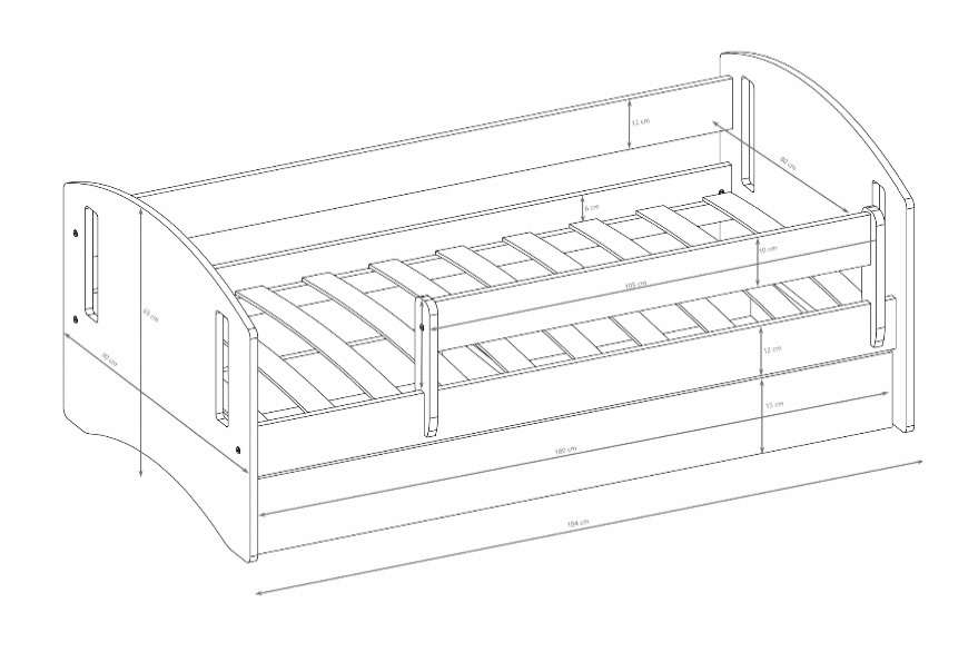 Dětská postel Guli II 80x180 cm se zásuvkou - bílá Postel dzieciece Guli II 80x180 cm z szuflada - bílá
