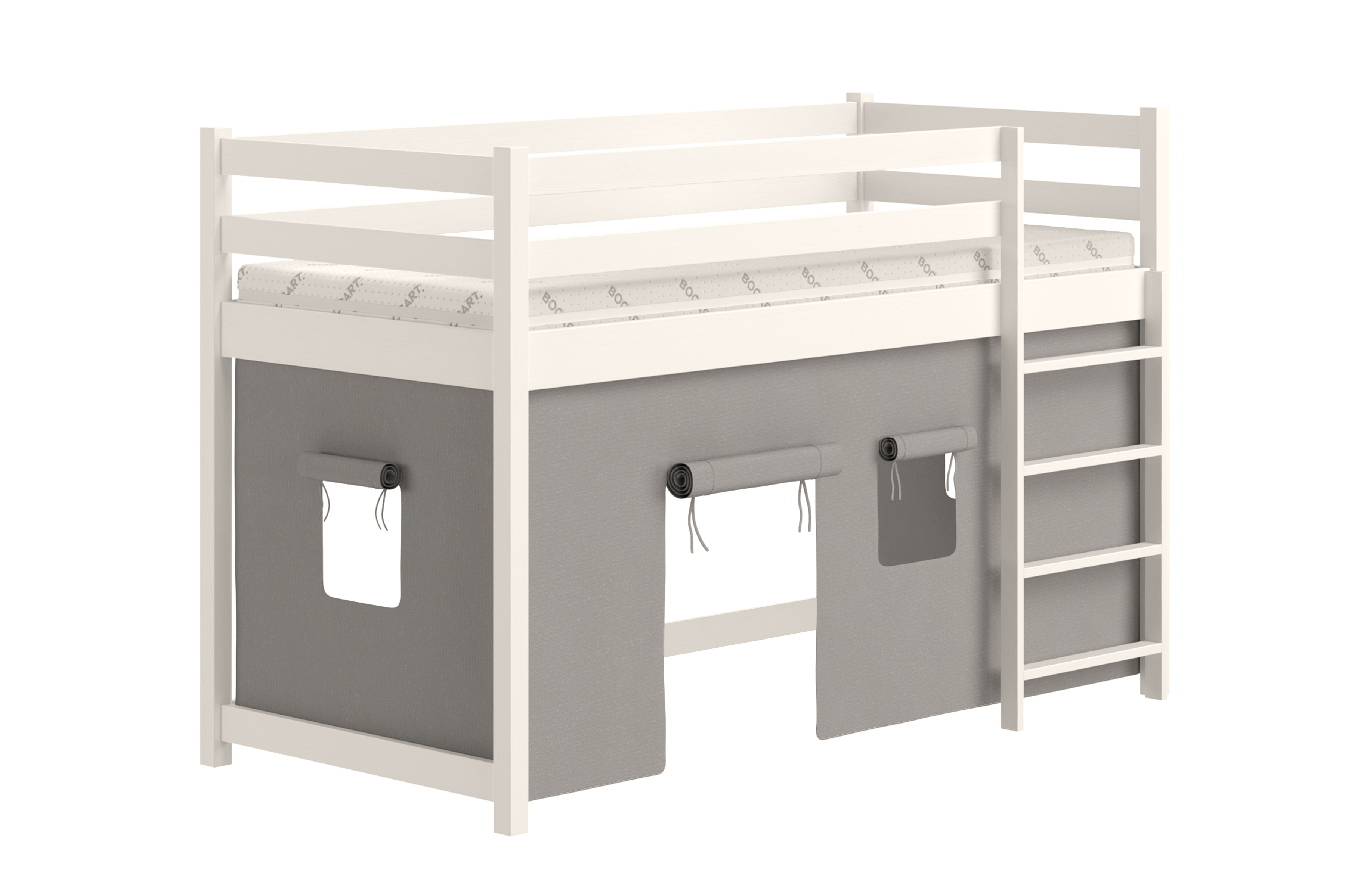 Dětská vyvýšená postel Kubi 90x200 - bílá Postel dzieciece Kubi 90x200 vyvýšená postel - bílá