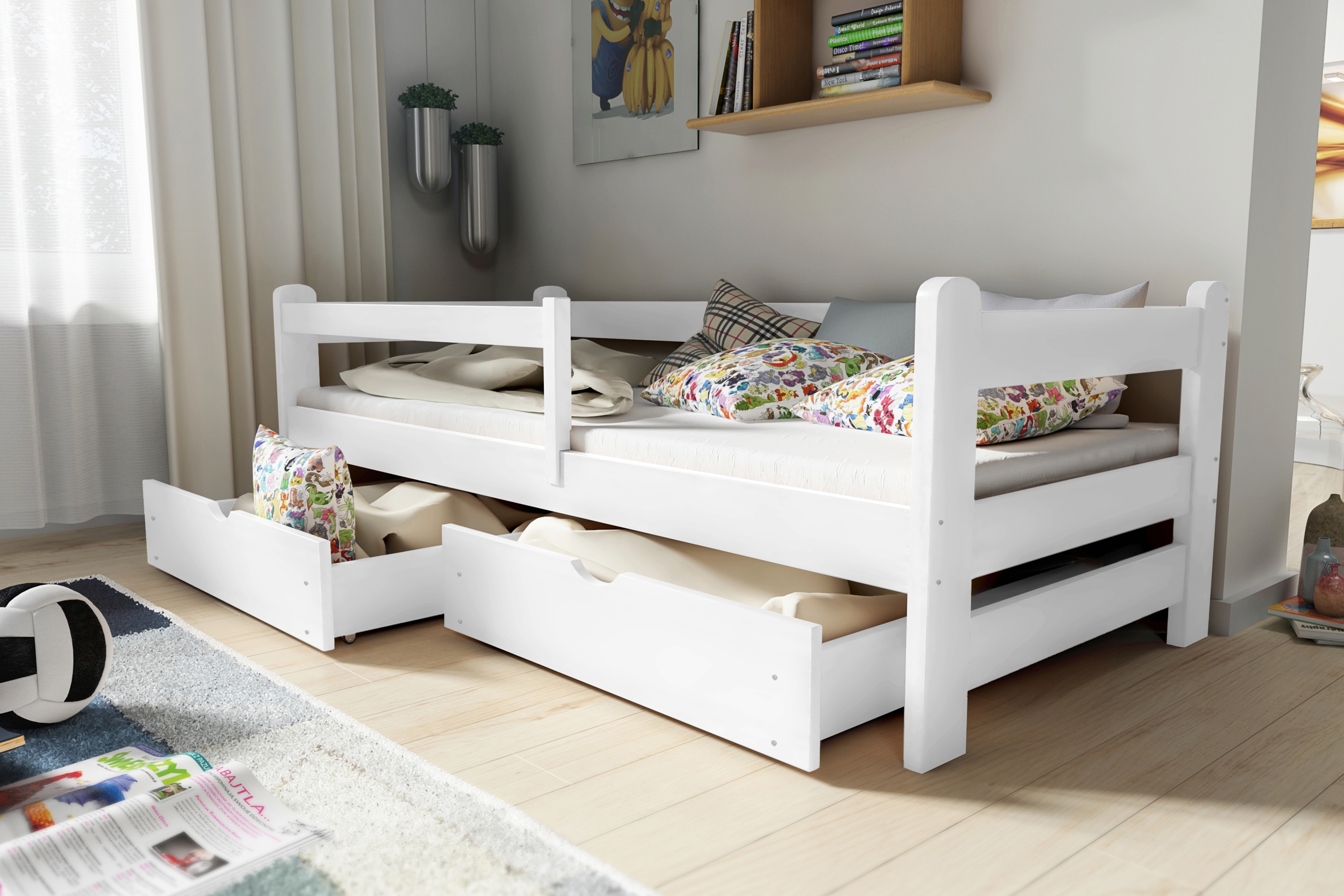 Detská posteľ Alis - 80x180 cm - biela Posteľ dzieciece prízemná Alis - 80x180 / Biely