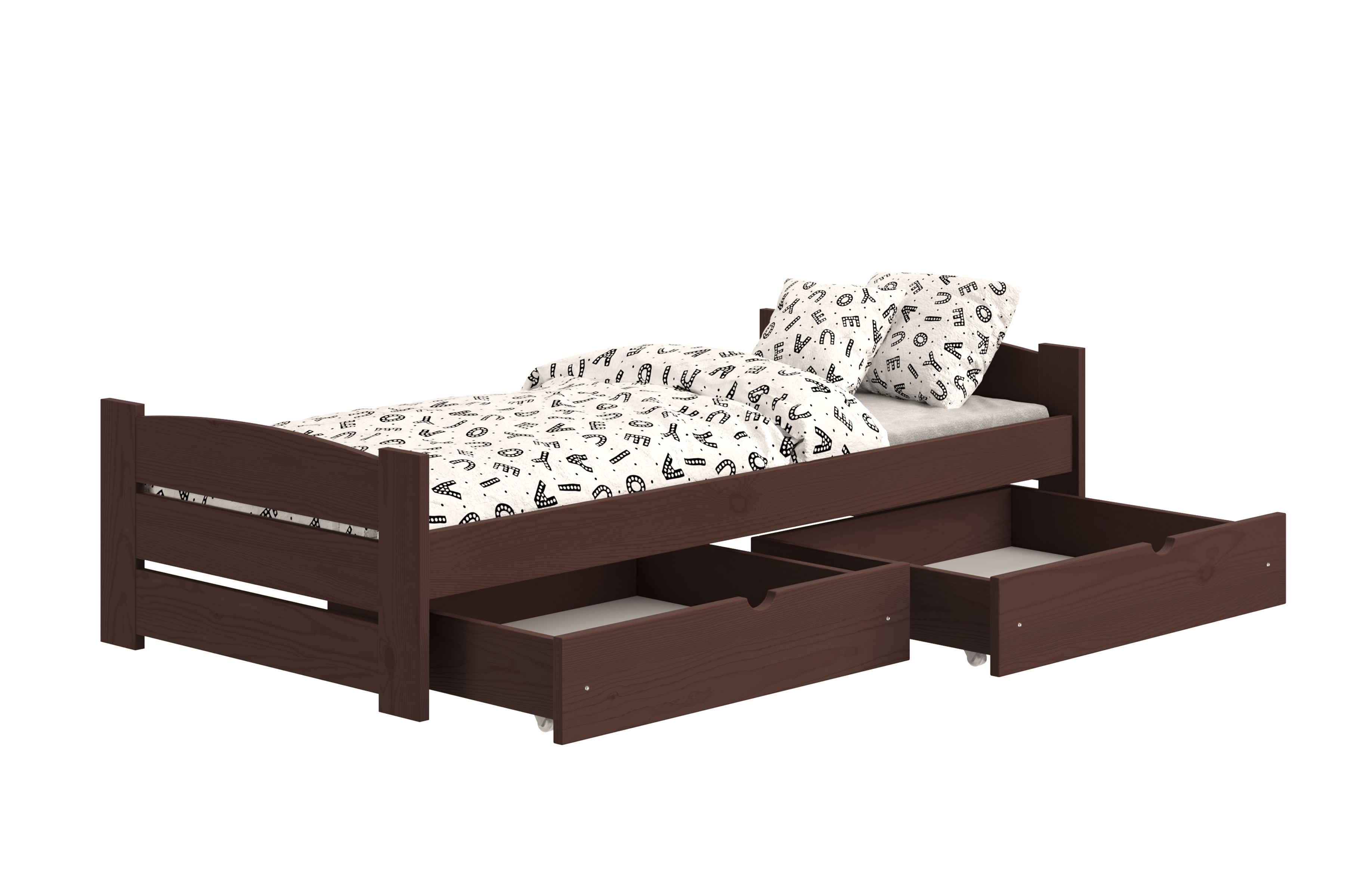 Detská posteľ Sandio so zásuvkami - hnedý, 80x180 Posteľ dzieciece prízemná Sandio so zásuvkami - 80x180 / Hnedý