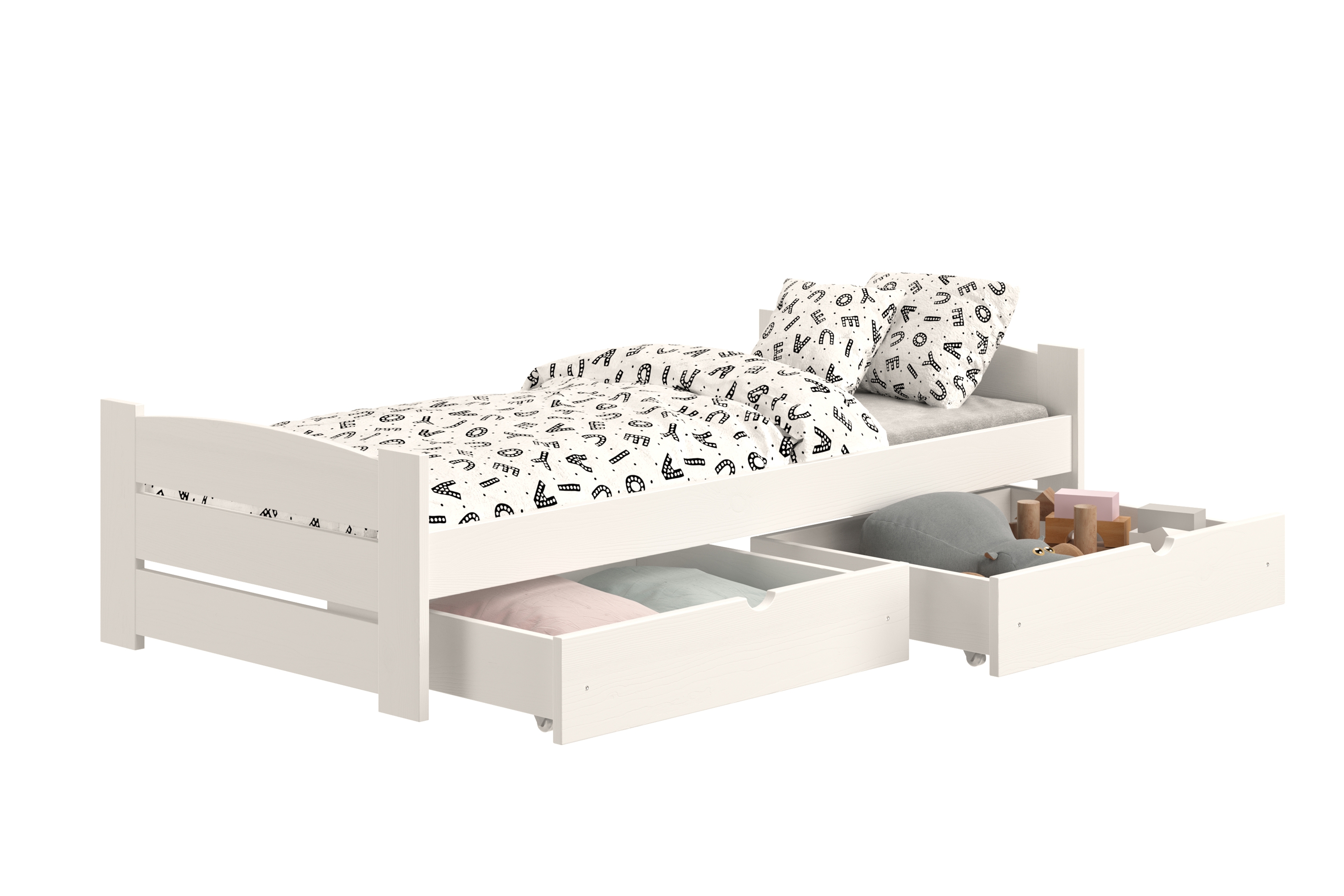 Dětská postel Sandio 90x180 cm se zásuvkami - bílá Postel dzieciece přízemní Sandio se zásuvkami - 90x180 / bílá