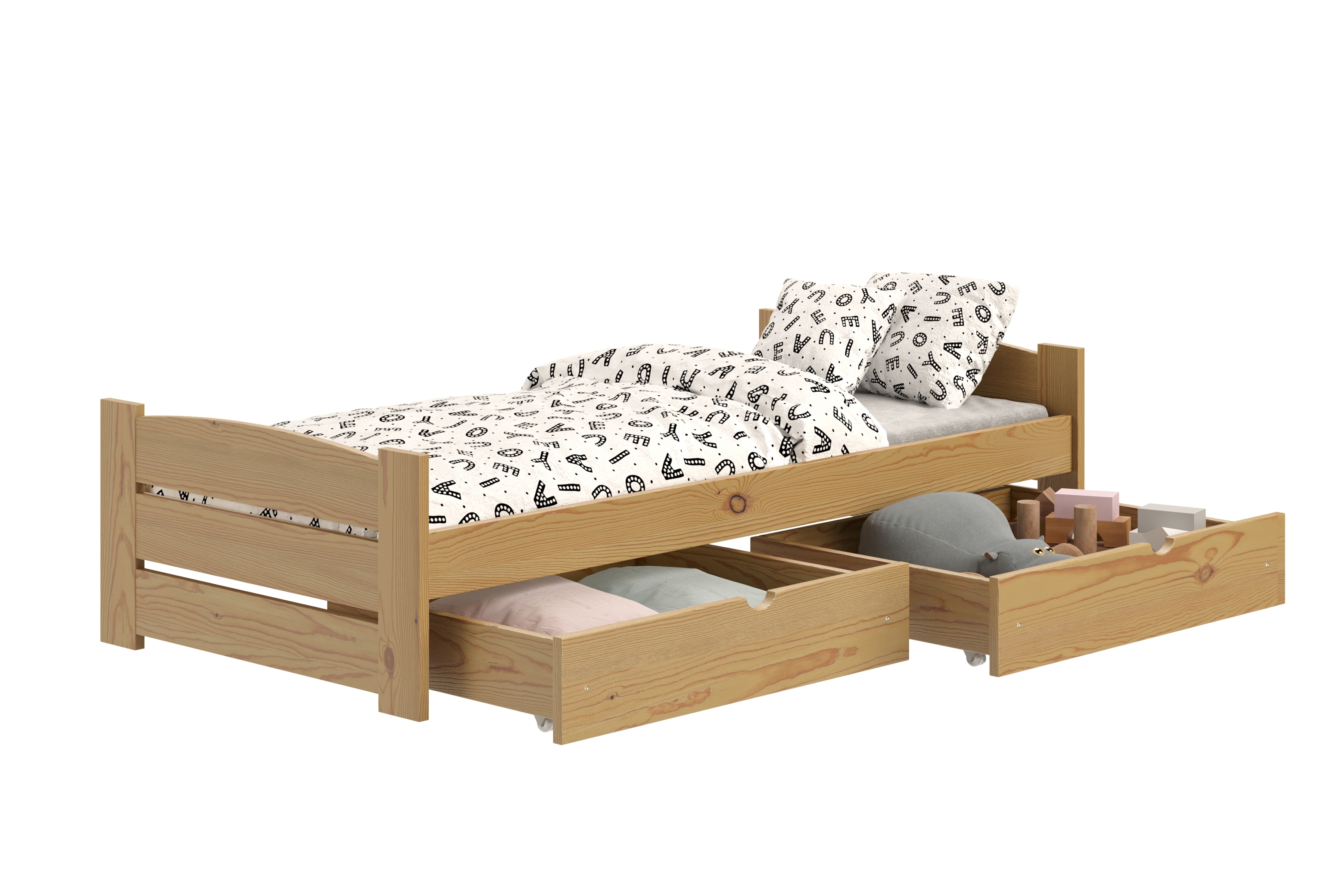 Dětská postel Sandio 90x190 cm se zásuvkami - dub Postel dzieciece přízemní Sandio se zásuvkami - 90x190 / dub