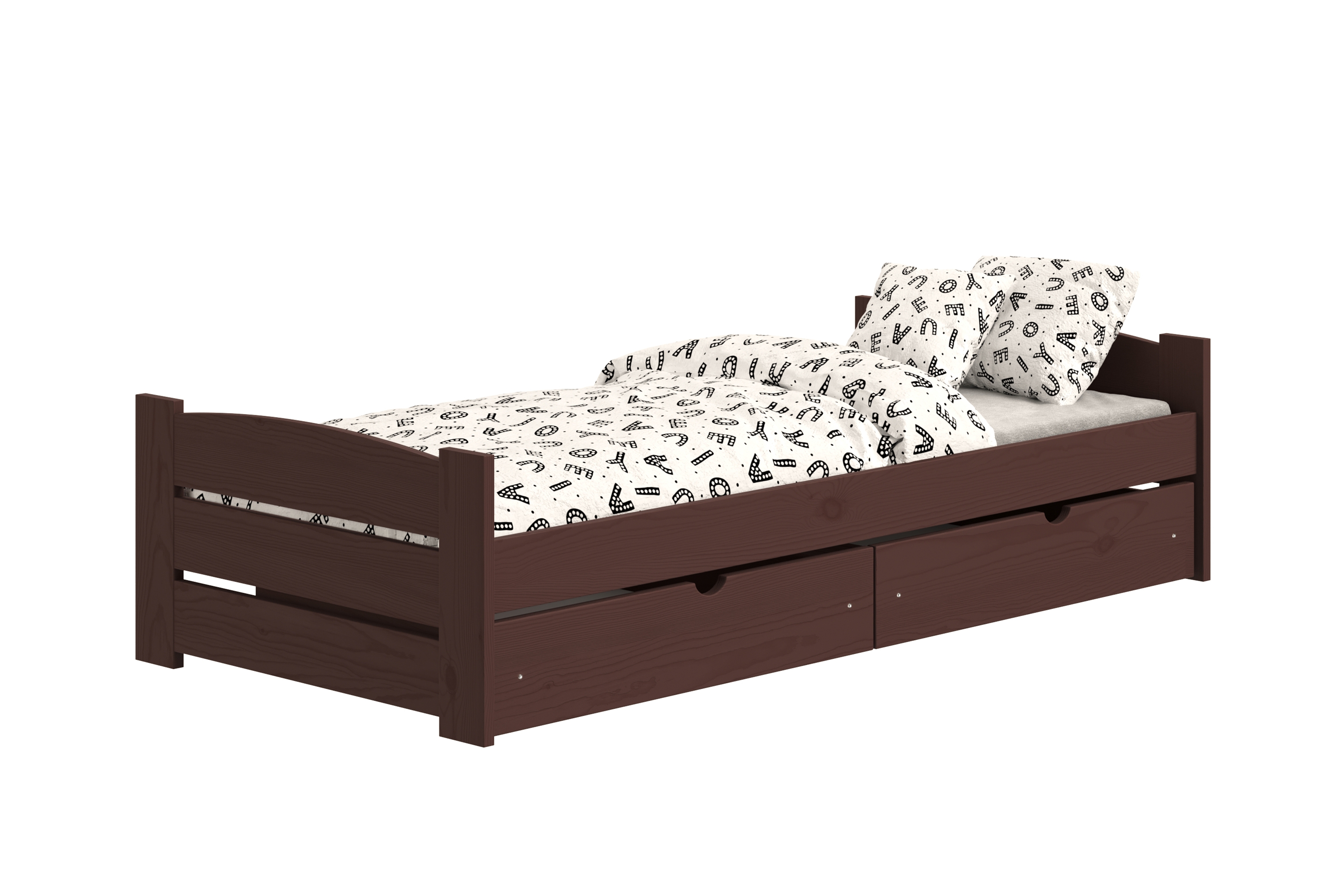 Detská posteľ Sandio so zásuvkami - hnedý, 70x140 Posteľ dzieciece prízemná Sandio so zásuvkami - 70x140 / Hnedý 