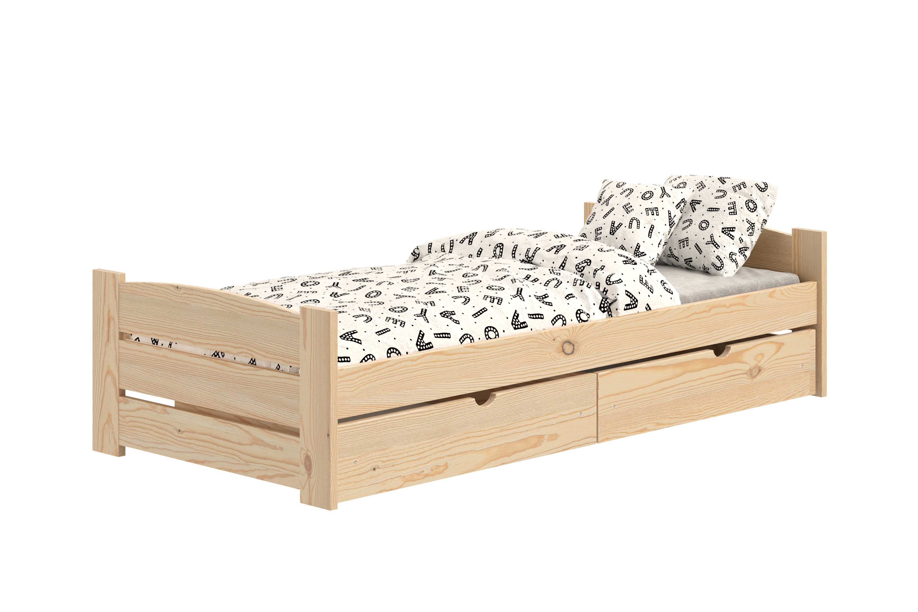 Detská posteľ Sandio so zásuvkami - borovica, 80x160 Posteľ dzieciece prízemná Sandio so zásuvkami - 80x160 / Borovica