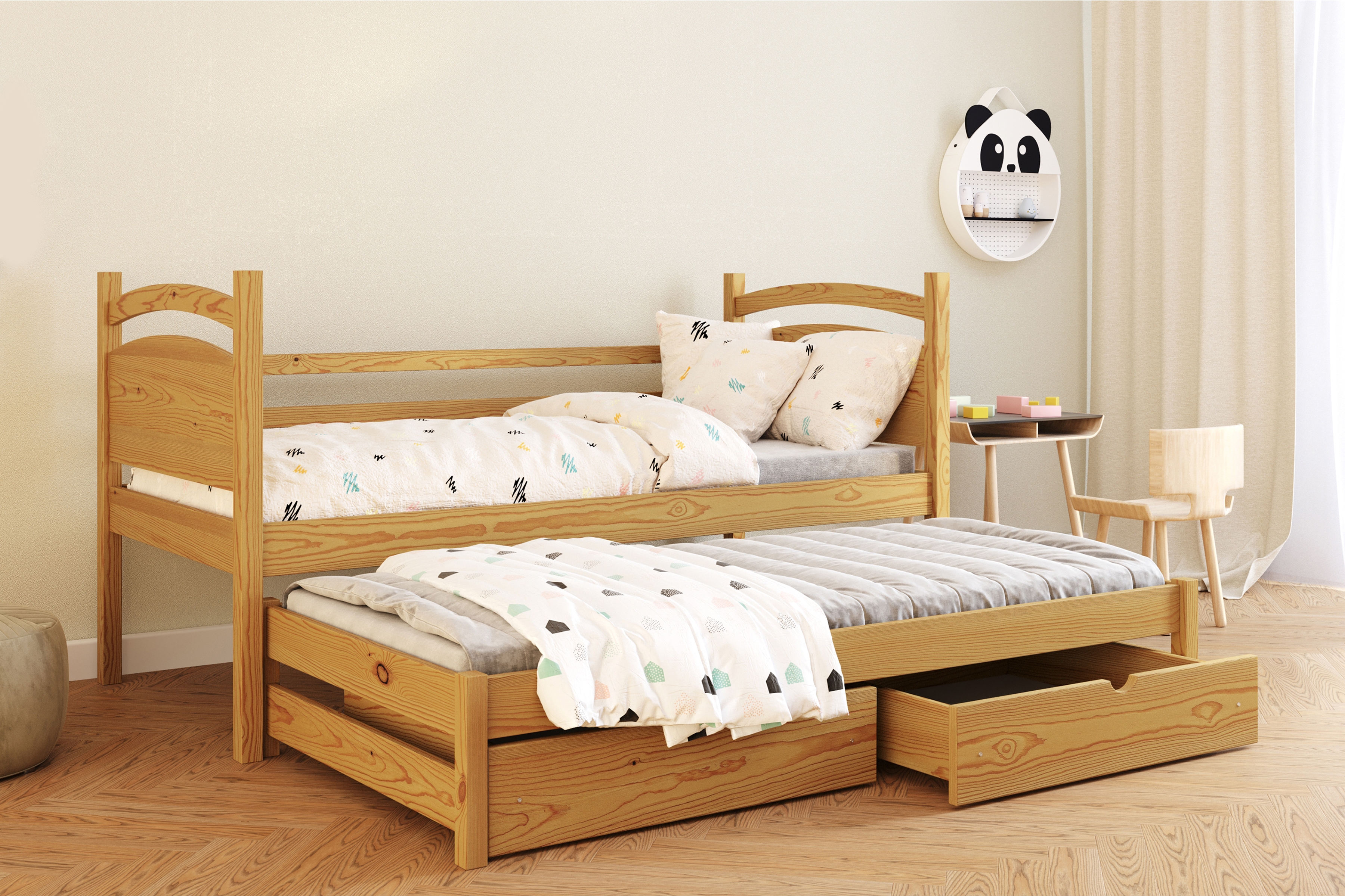 Výsuvná dětská postel Pinoki 80x180 cm - dub Postel dzieciece přízemní výsuvná Pinoki - 80x180 / dub