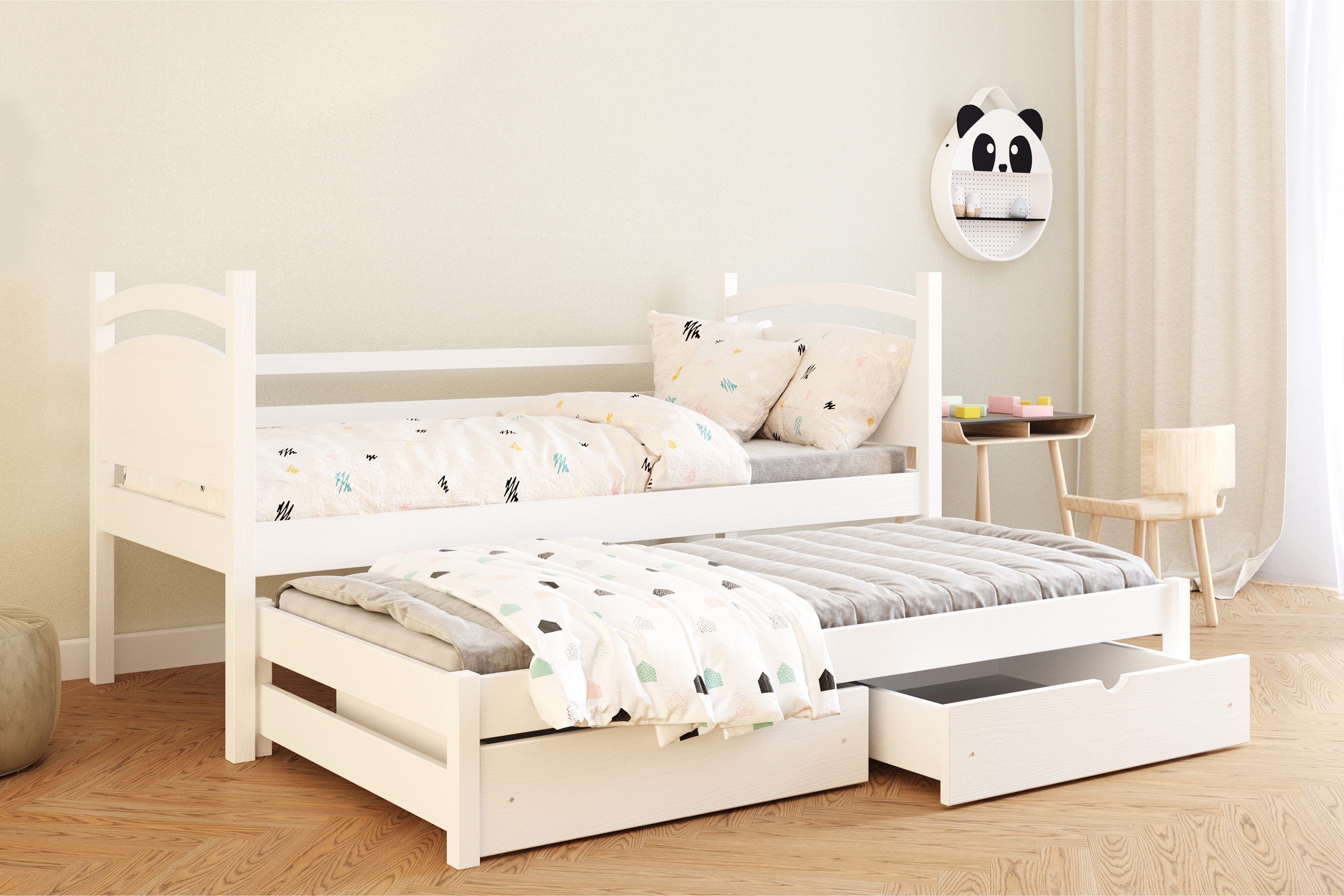 Výsuvná dětská postel Pinoki 80x190 cm - bílá Postel dzieciece přízemní výsuvná Pinoki - 80x190 / bílá