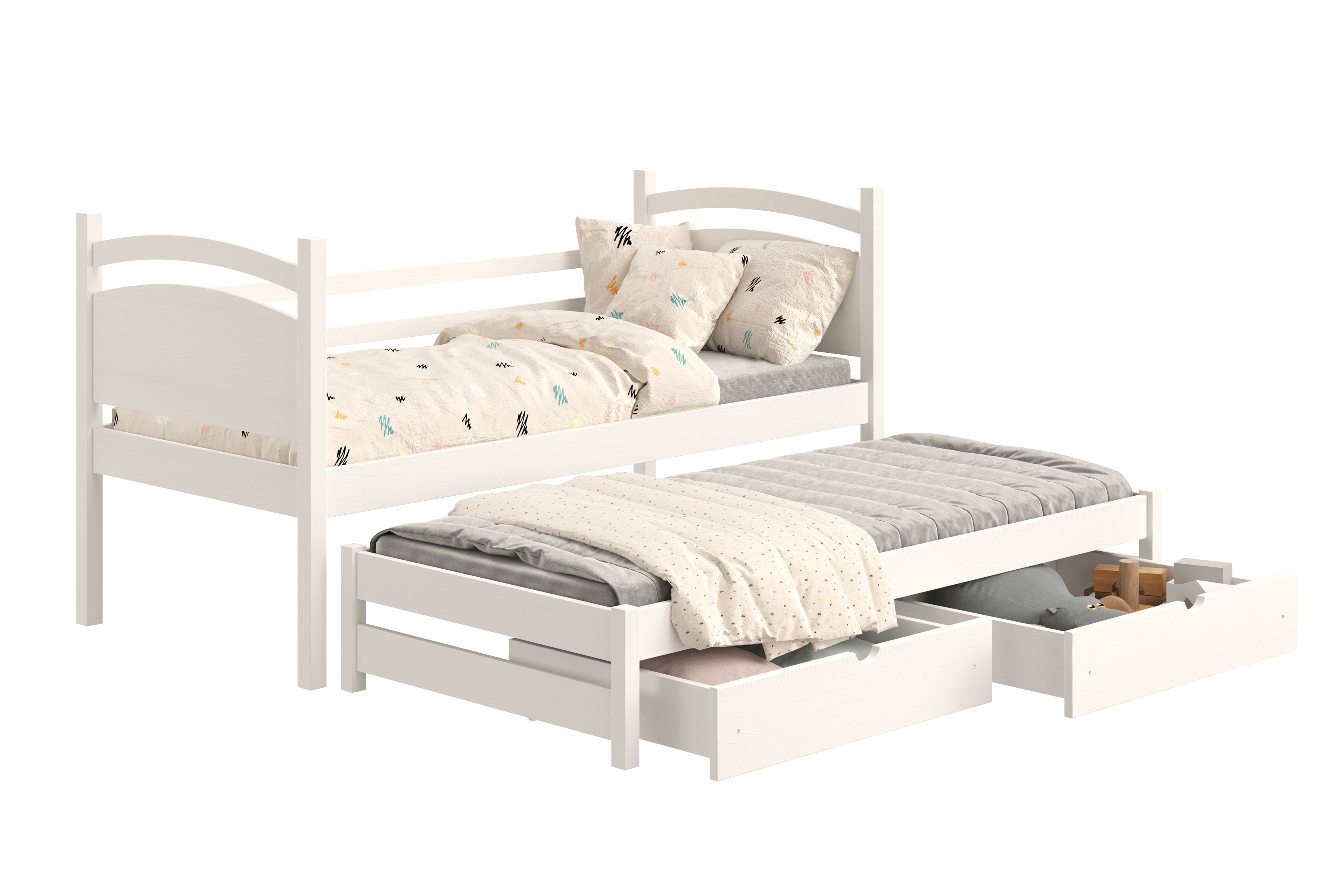 Výsuvná dětská postel Pinoki 80x190 cm - bílá Postel dzieciece přízemní výsuvná Pinoki - 80x190 / bílá