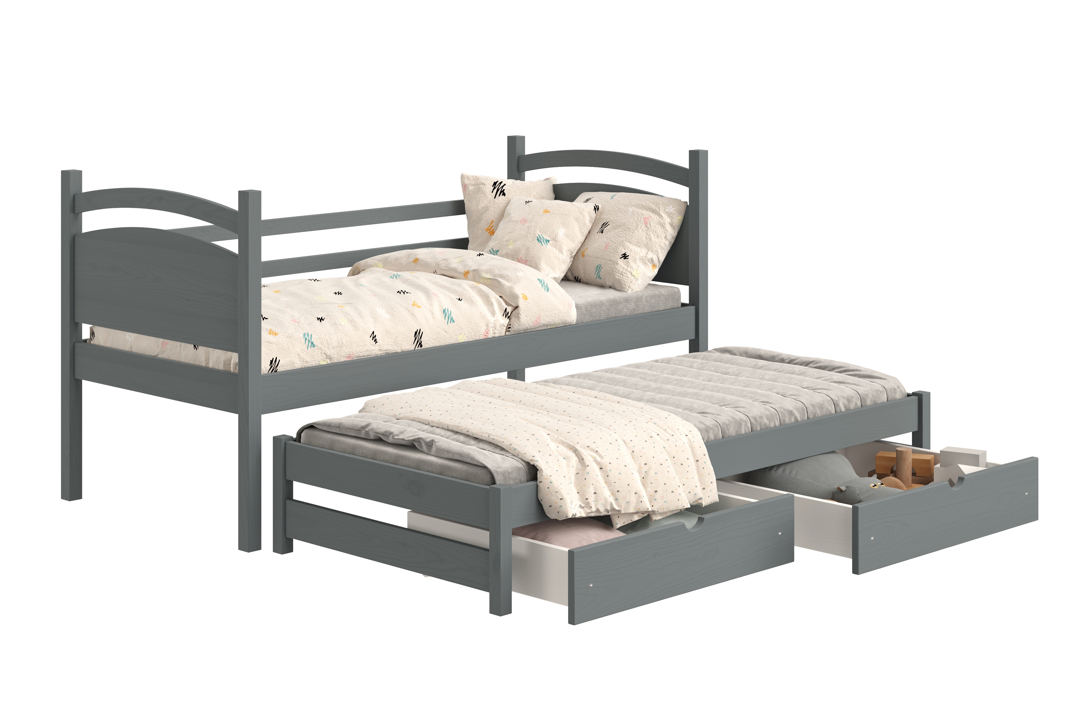 Výsuvná dětská postel Pinoki 80x190 cm - grafit Postel dzieciece přízemní výsuvná Pinoki - 80x190 / grafit