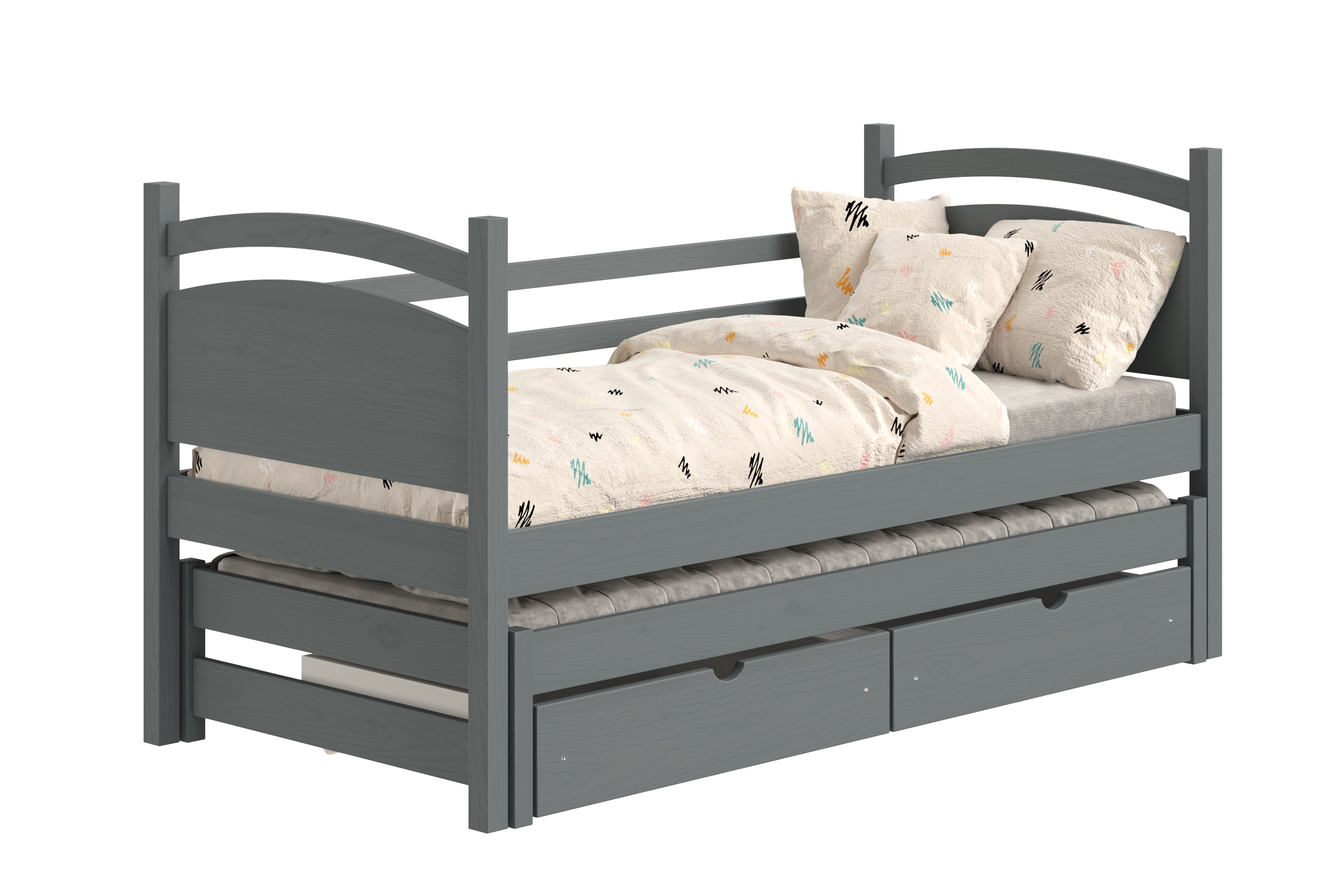 Výsuvná dětská postel Pinoki 80x190 cm - grafit Postel dzieciece přízemní výsuvná Pinoki - 80x190 / grafit