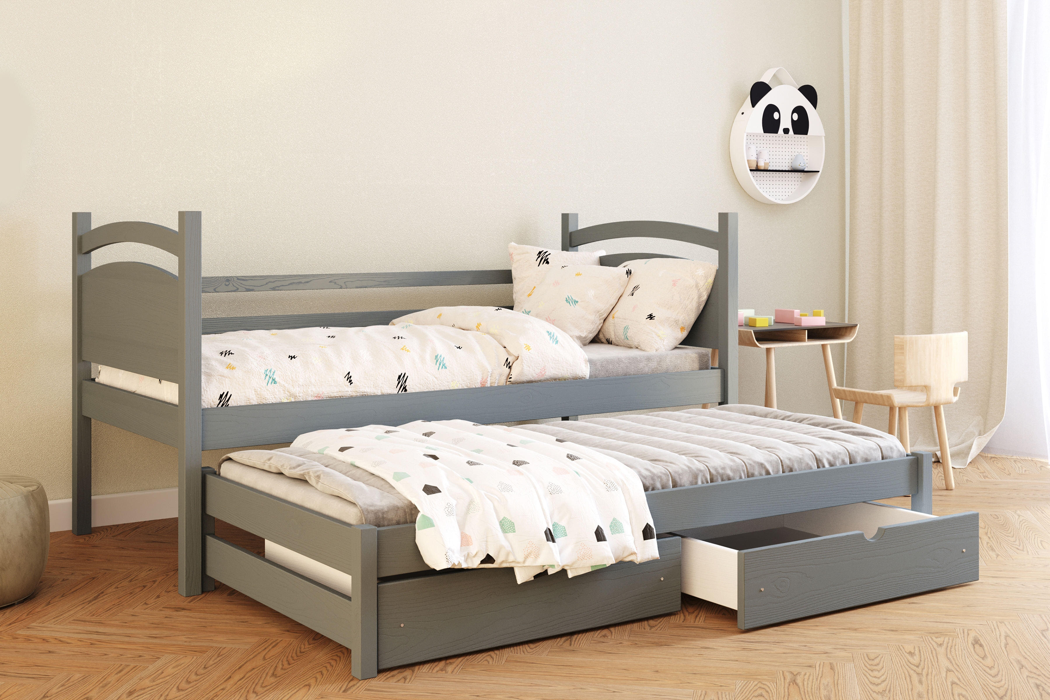 Výsuvná dětská postel Pinoki 80x200 cm - grafit Postel dzieciece přízemní výsuvná Pinoki - 80x200 / grafit