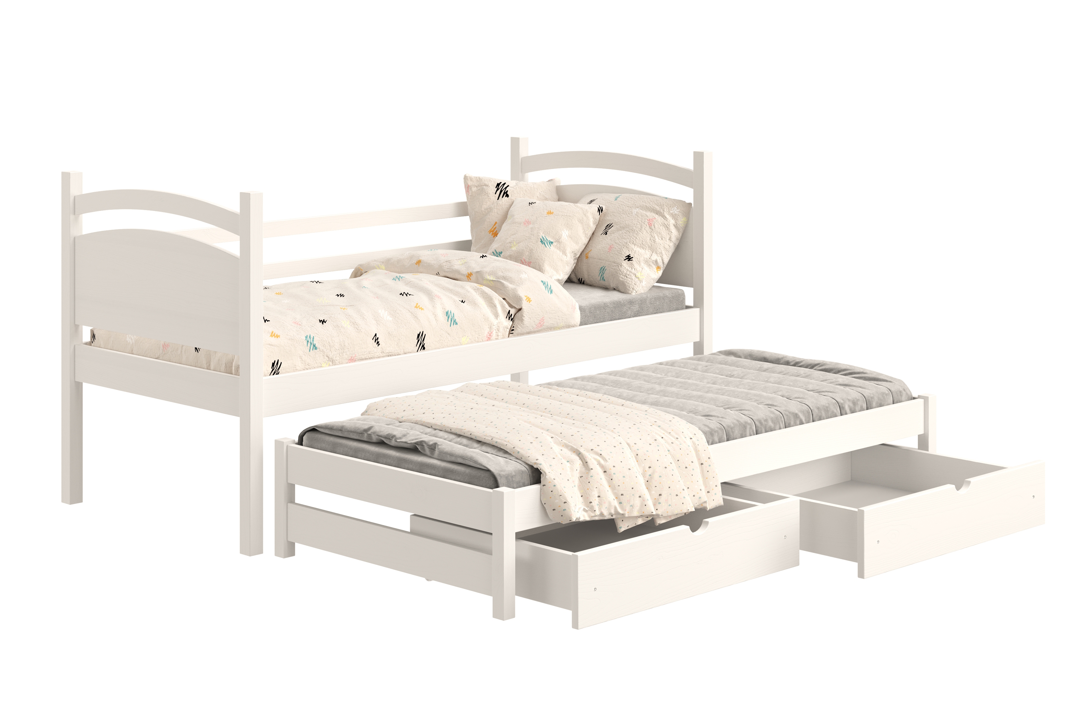 Výsuvná dětská postel Pinoki 90x180 cm - bílá Postel dzieciece přízemní výsuvná Pinoki - 90x180 / bílá