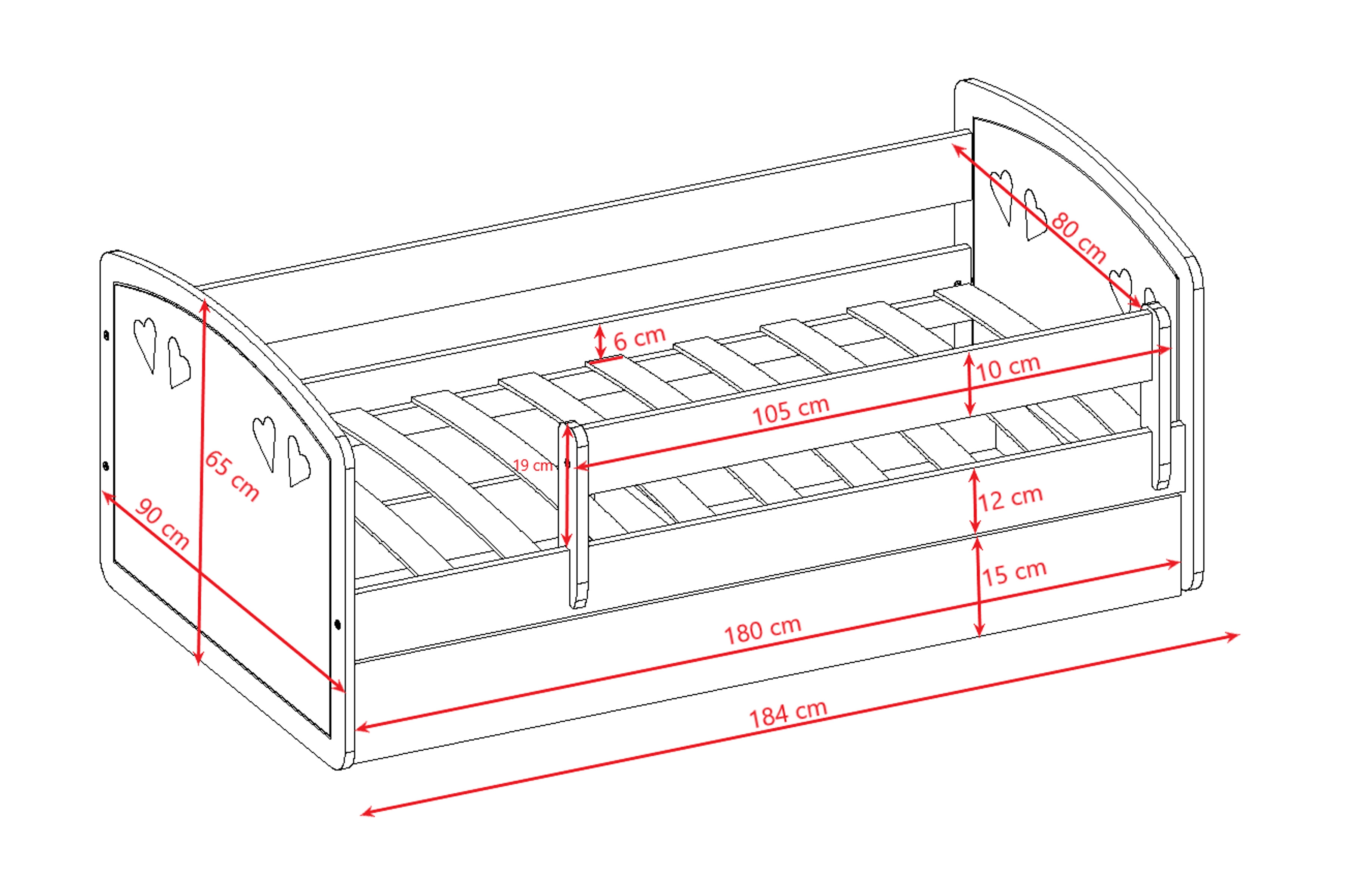 Dětská postel Pateri 80x180 cm se zásuvkou - bílá Postel dzieciece Pateri 80x180 cm z szuflada - bílá