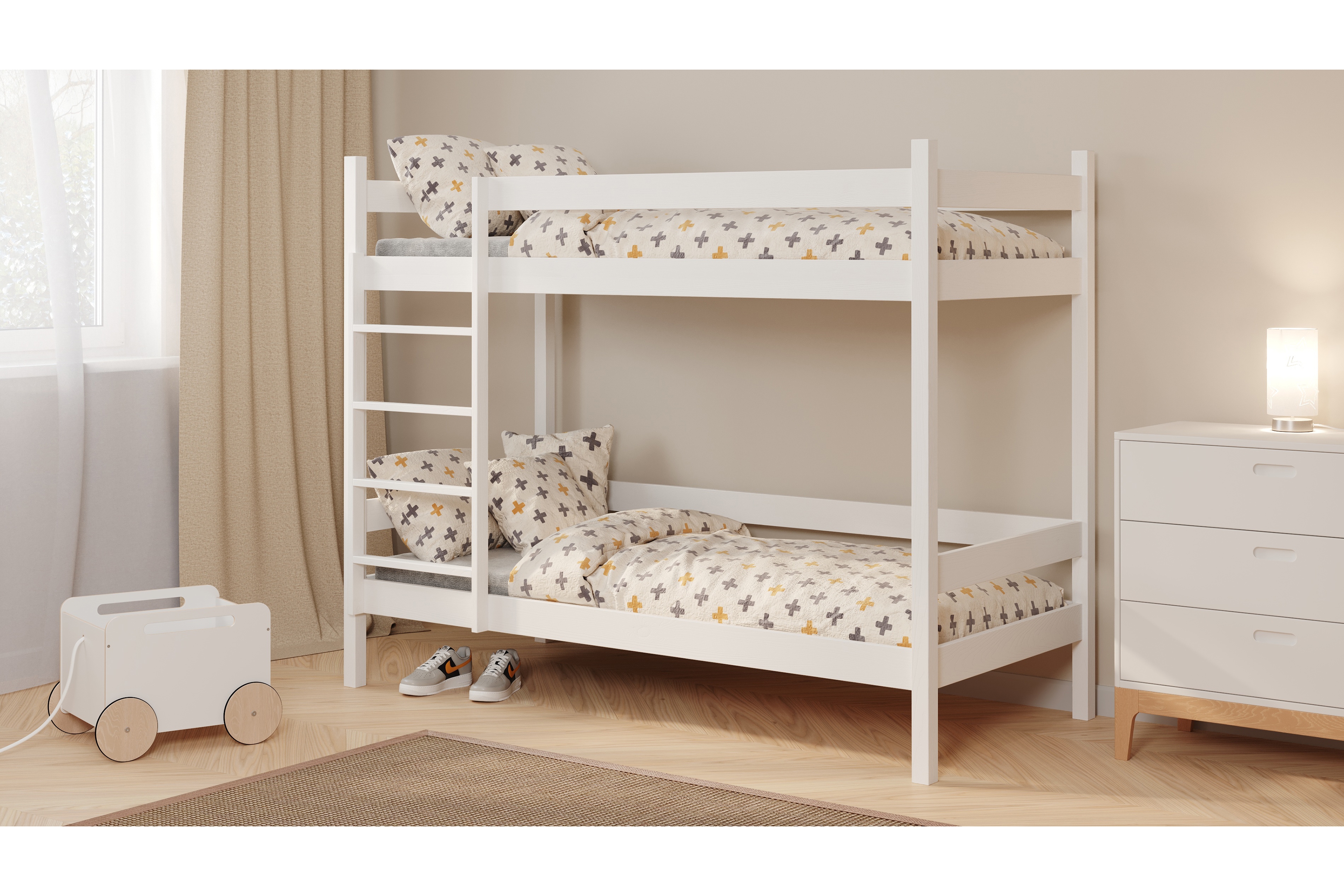 Poschodová posteľ Fabrio - biely, 80x180 Posteľ dzieciece poschodová Fabrio - 80x180 / Biely