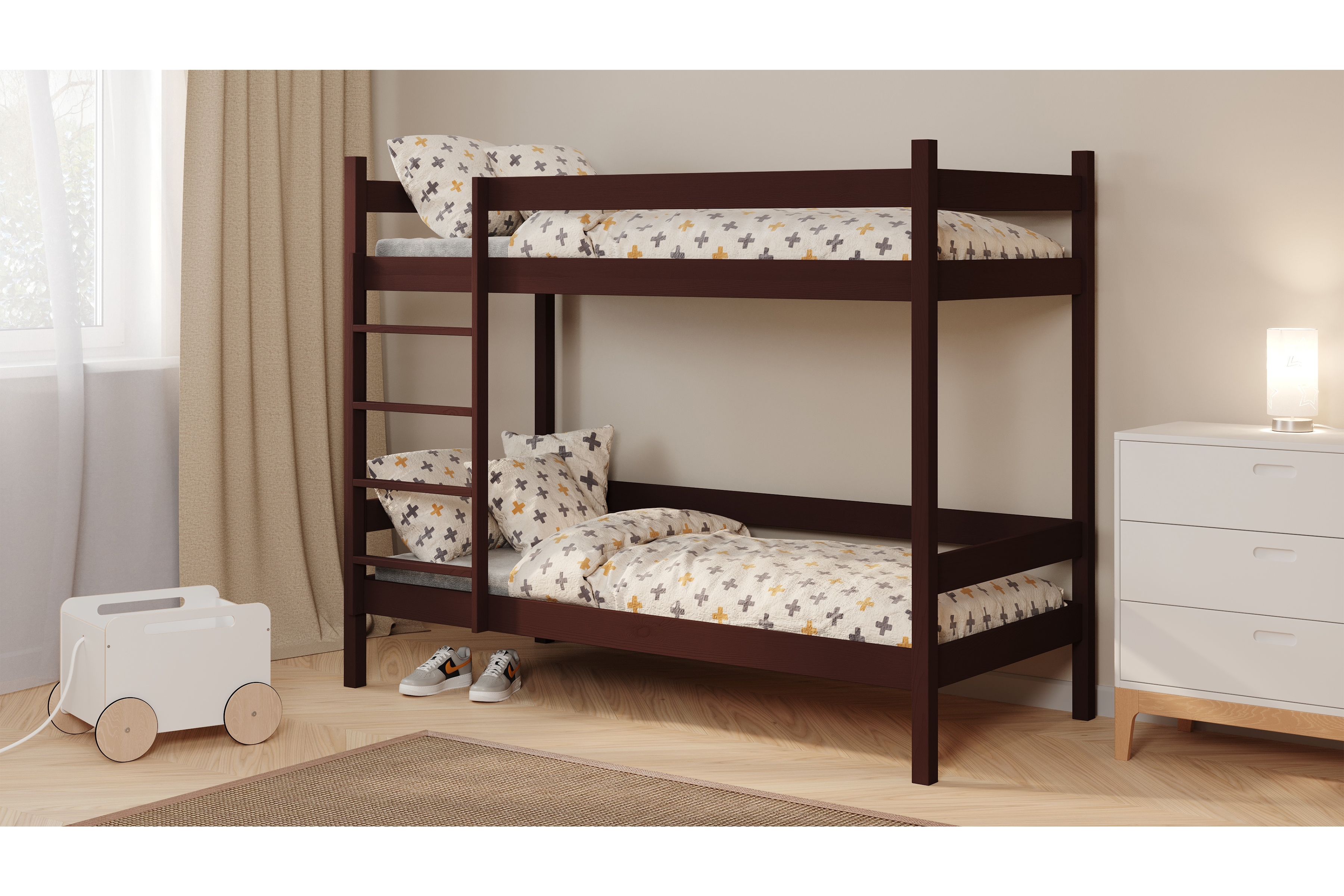 Patrová postel Fabrio 80x190 cm - hnědá Postel dzieciece patrová  Fabrio - 80x190 / hnědá