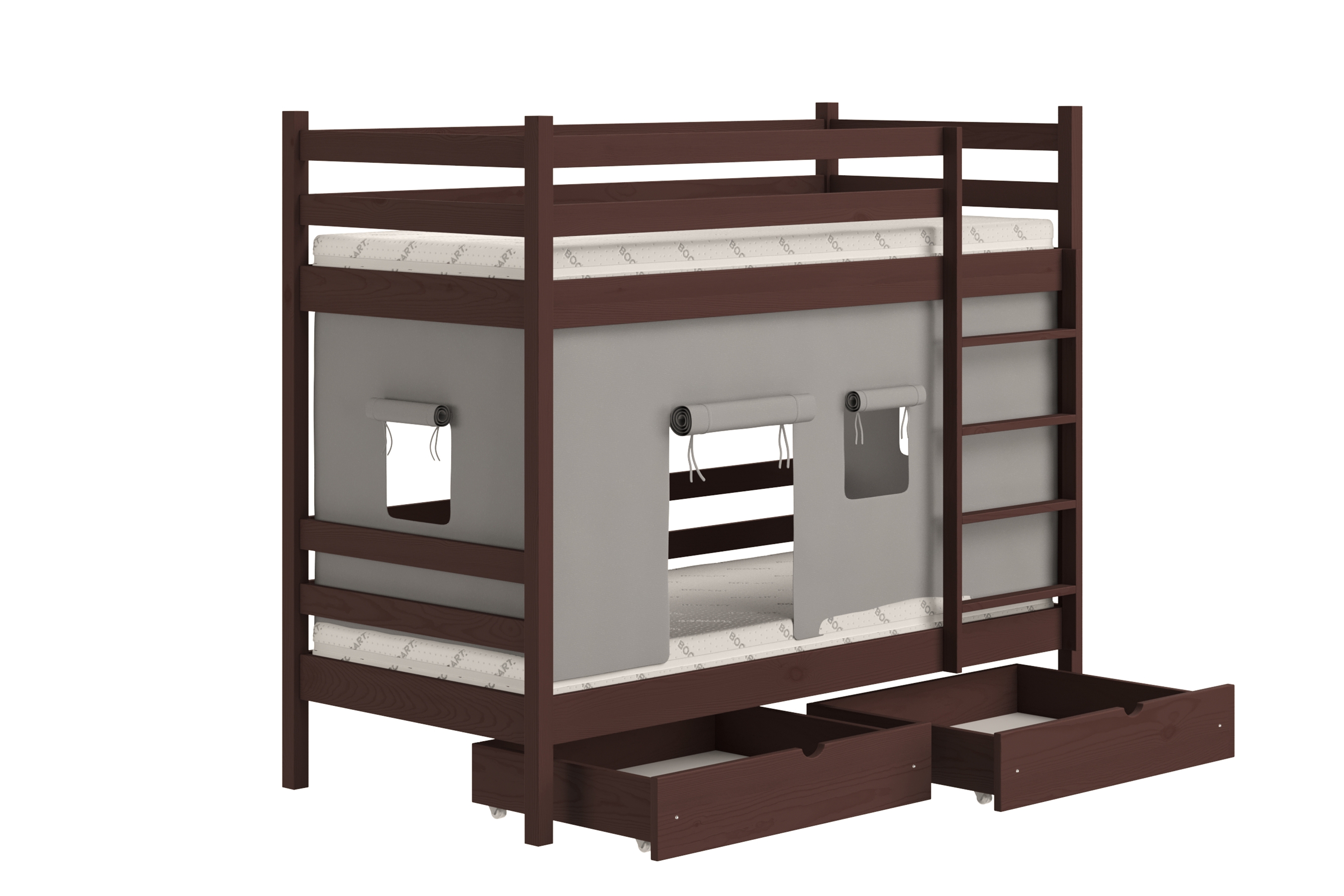 Poschodová posteľ Kubi - hnedý, 80x180 Posteľ dzieciece poschodová Kubi - 80x180 / Hnedý