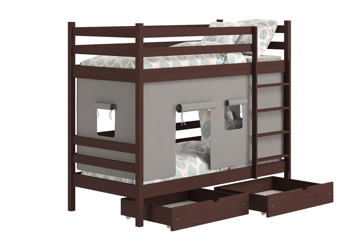 Poschodová posteľ Kubi - hnedý, 80x180 Posteľ dzieciece poschodová Kubi - 80x180 / Hnedý