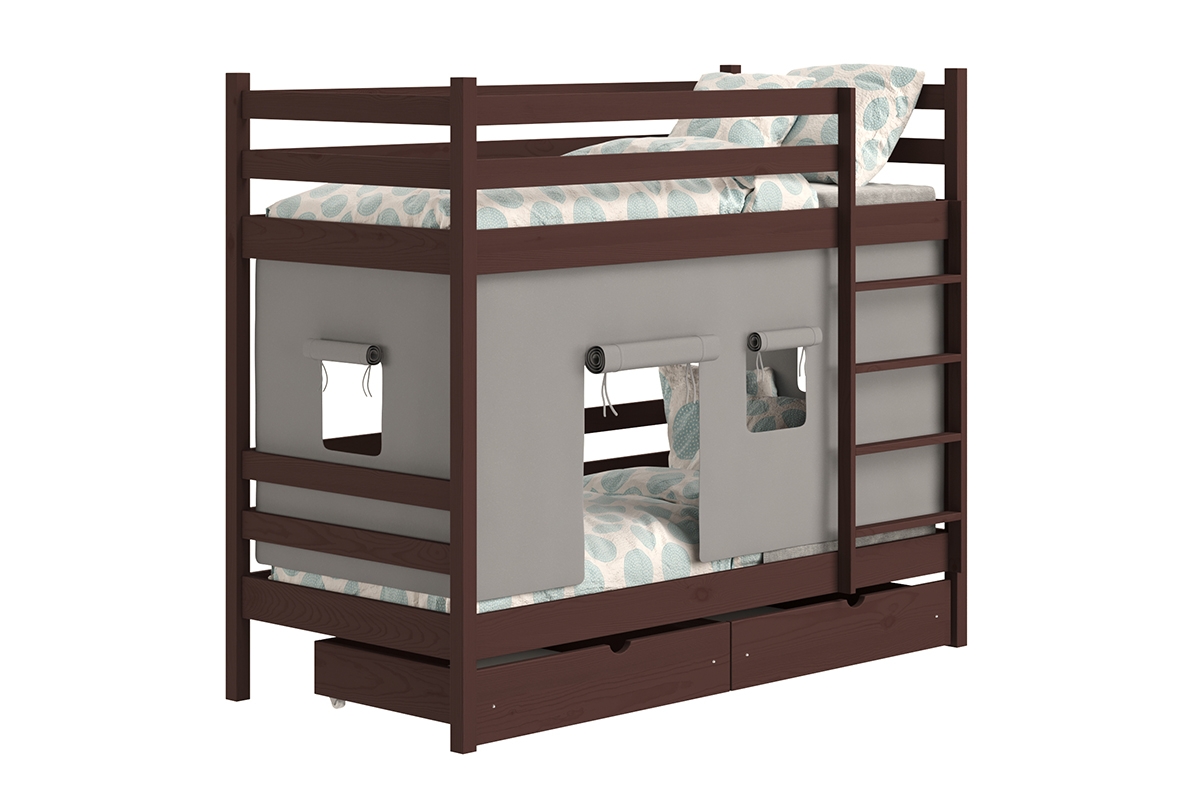 Poschodová posteľ Kubi - hnedý, 80x180 Posteľ dzieciece poschodová Kubi - 80x180 / Hnedý