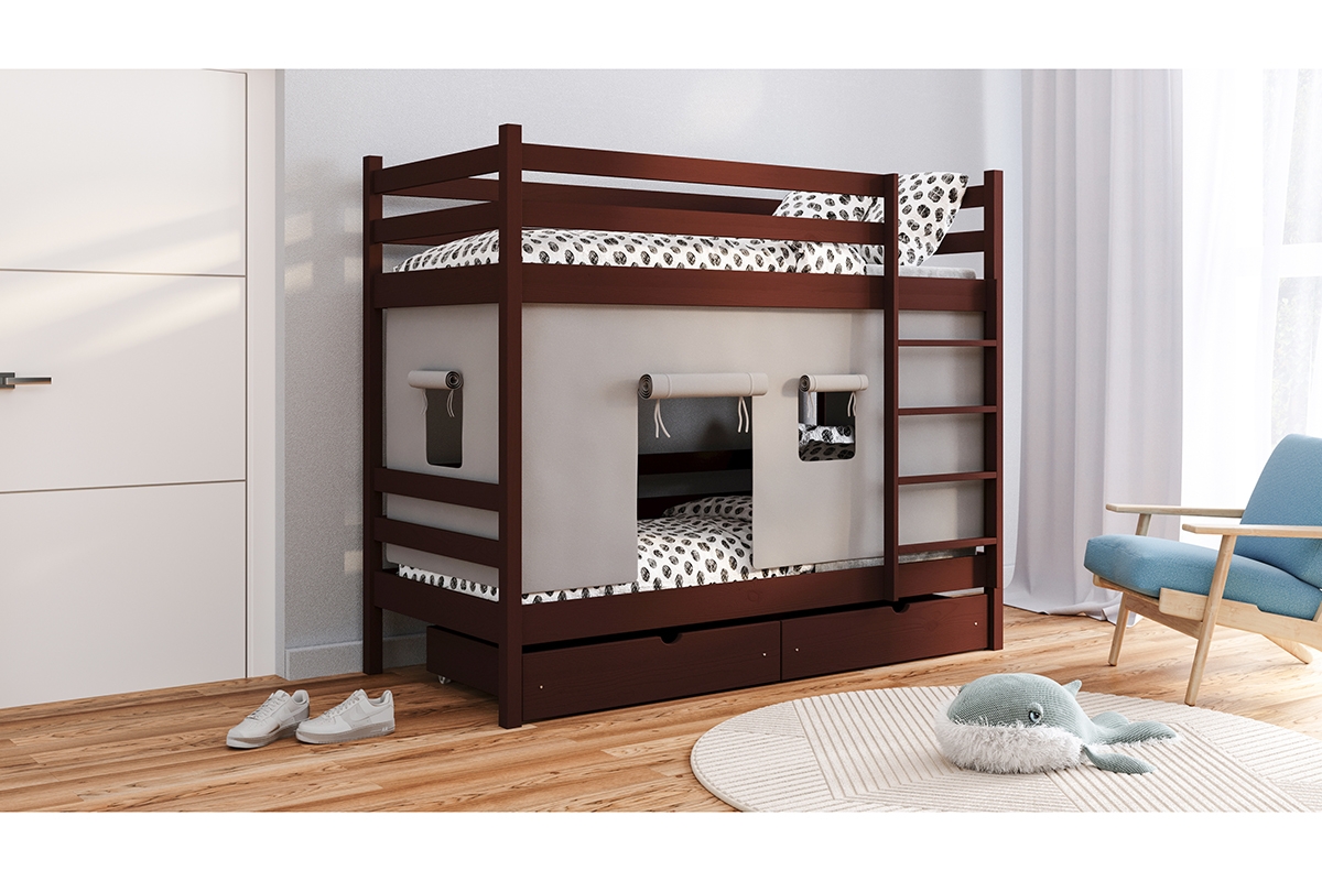 Poschodová posteľ Kubi - hnedý, 80x180 Posteľ dzieciece poschodová Kubi - 80x180 / Hnedý