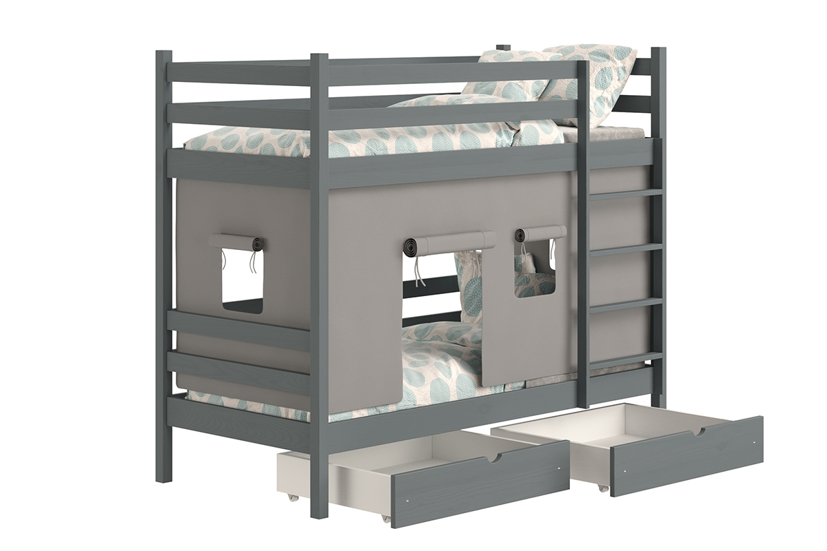 Patrová dětská postel Kubi 80x180 cm - grafit Postel dzieciece patrová  Kubi - 80x180 / grafit