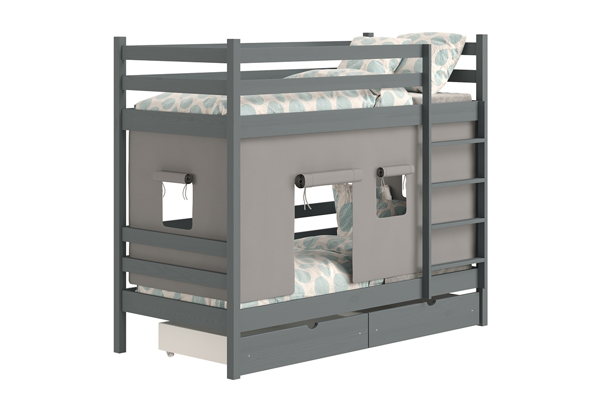 Patrová dětská postel Kubi 80x180 cm - grafit Postel dzieciece patrová  Kubi - 80x180 / grafit