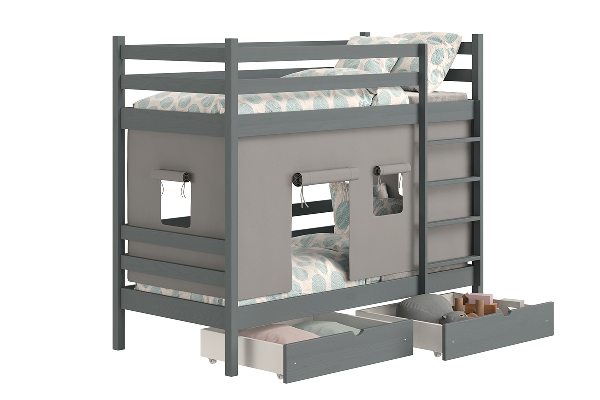 Patrová dětská postel Kubi 80x180 cm - grafit Postel dzieciece patrová  Kubi - 80x180 / grafit