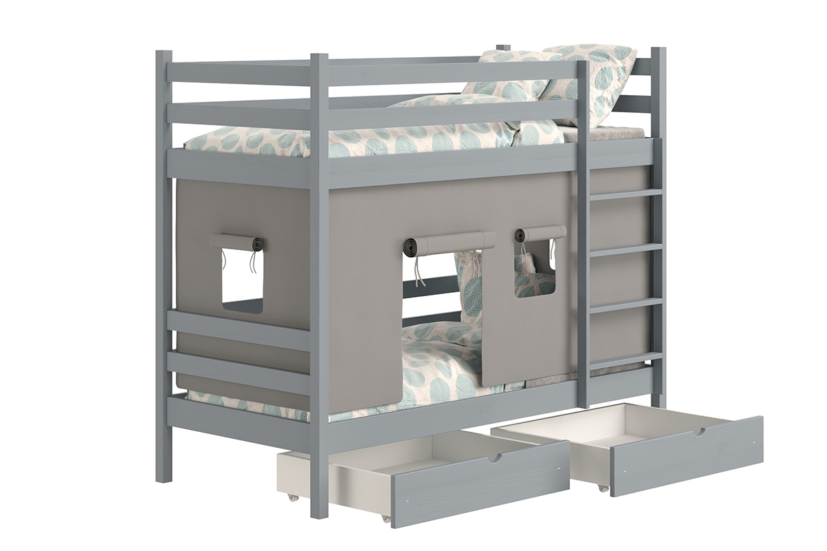 Patrová dětská postel Kubi 80x180 cm - šedá Postel dzieciece patrová  Kubi - 80x180 / šedá