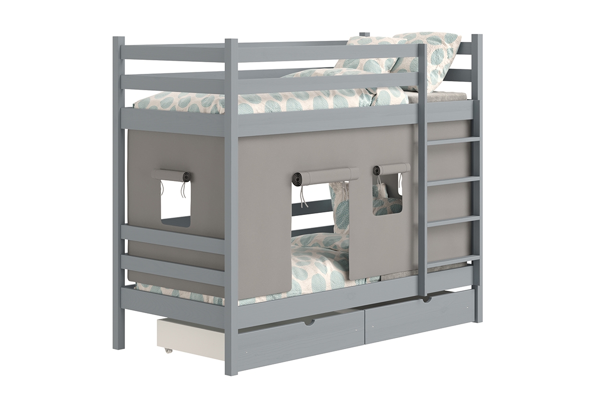 Patrová dětská postel Kubi 80x180 cm - šedá Postel dzieciece patrová  Kubi - 80x180 / šedá